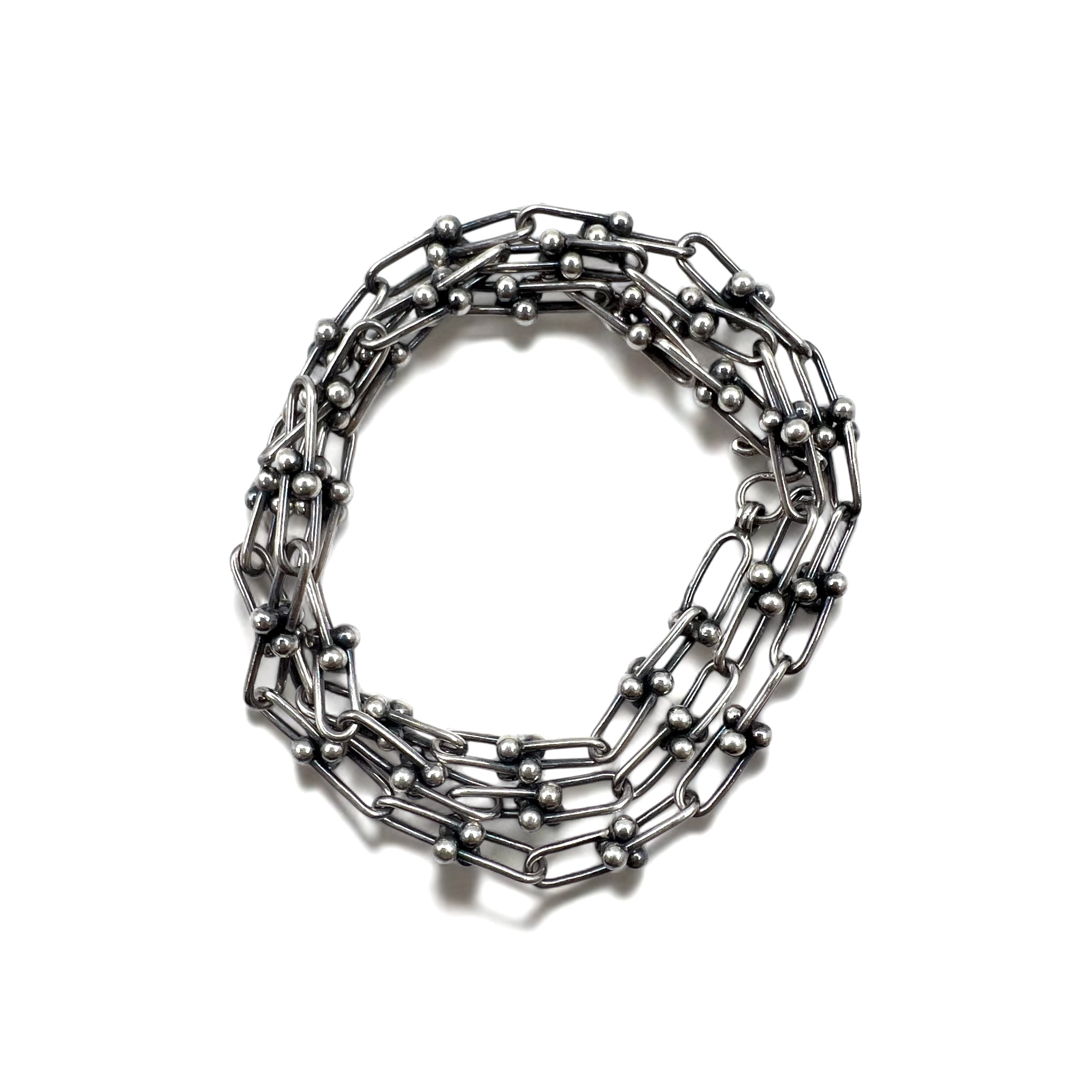Collana vintage in argento con catena a maglie, braccialetto a 3 fili in argento 925, utilizzabile in 2 modi