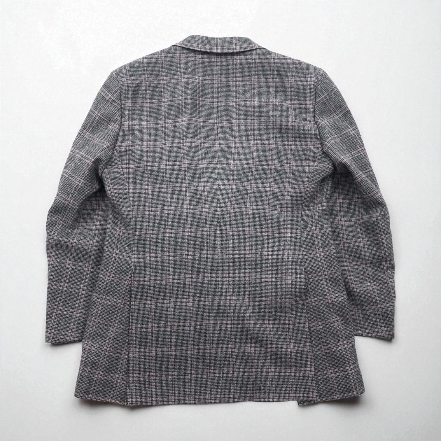 BURBERRY Giacca in tweed 2 bottoni misto cashmere, taglia M, grigia a quadri, lana, Made in Japan