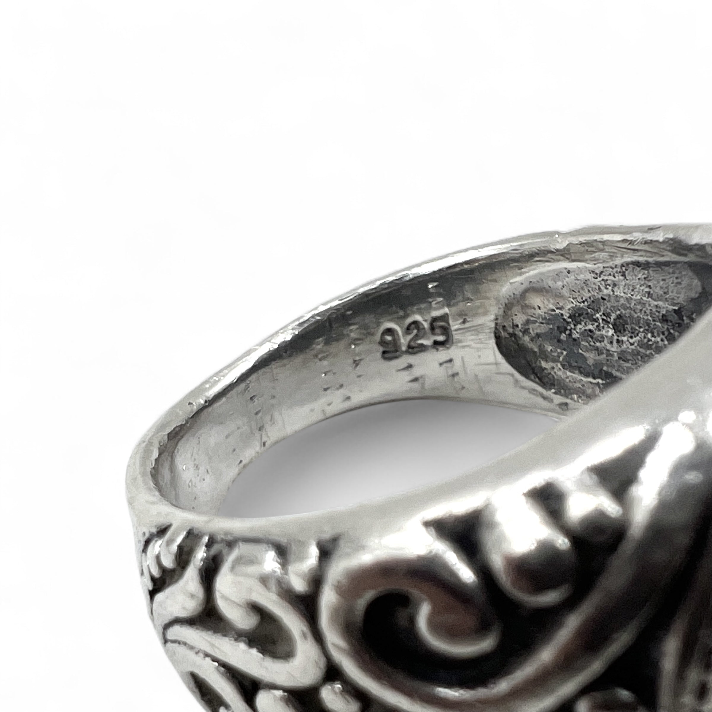 Anello Vintage Vergine Maria in Argento, Misura 17, Argento 925, Croce, Arabesco
