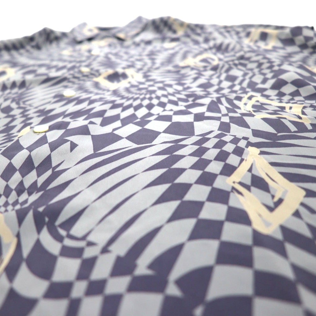 Vintage Anni '90 Camicia Retrò Made in Japan LAMA LUCENTE Anni '90 Maglia fantasia intera taglia unica blu Motivo geometrico Poliestere Made in Japan
