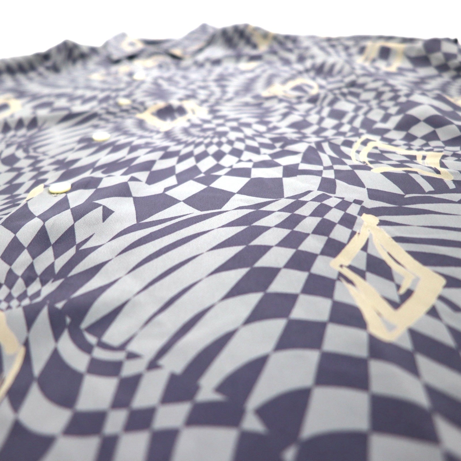 Vintage Anni '90 Camicia Retrò Made in Japan LAMA LUCENTE Anni '90 Maglia fantasia intera taglia unica blu Motivo geometrico Poliestere Made in Japan