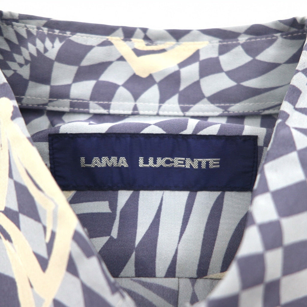 Vintage Anni '90 Camicia Retrò Made in Japan LAMA LUCENTE Anni '90 Maglia fantasia intera taglia unica blu Motivo geometrico Poliestere Made in Japan