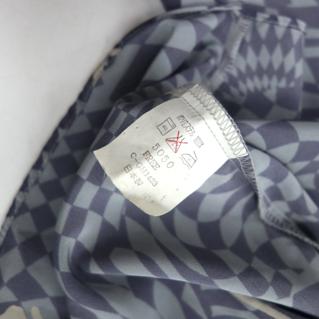Vintage Anni '90 Camicia Retrò Made in Japan LAMA LUCENTE Anni '90 Maglia fantasia intera taglia unica blu Motivo geometrico Poliestere Made in Japan