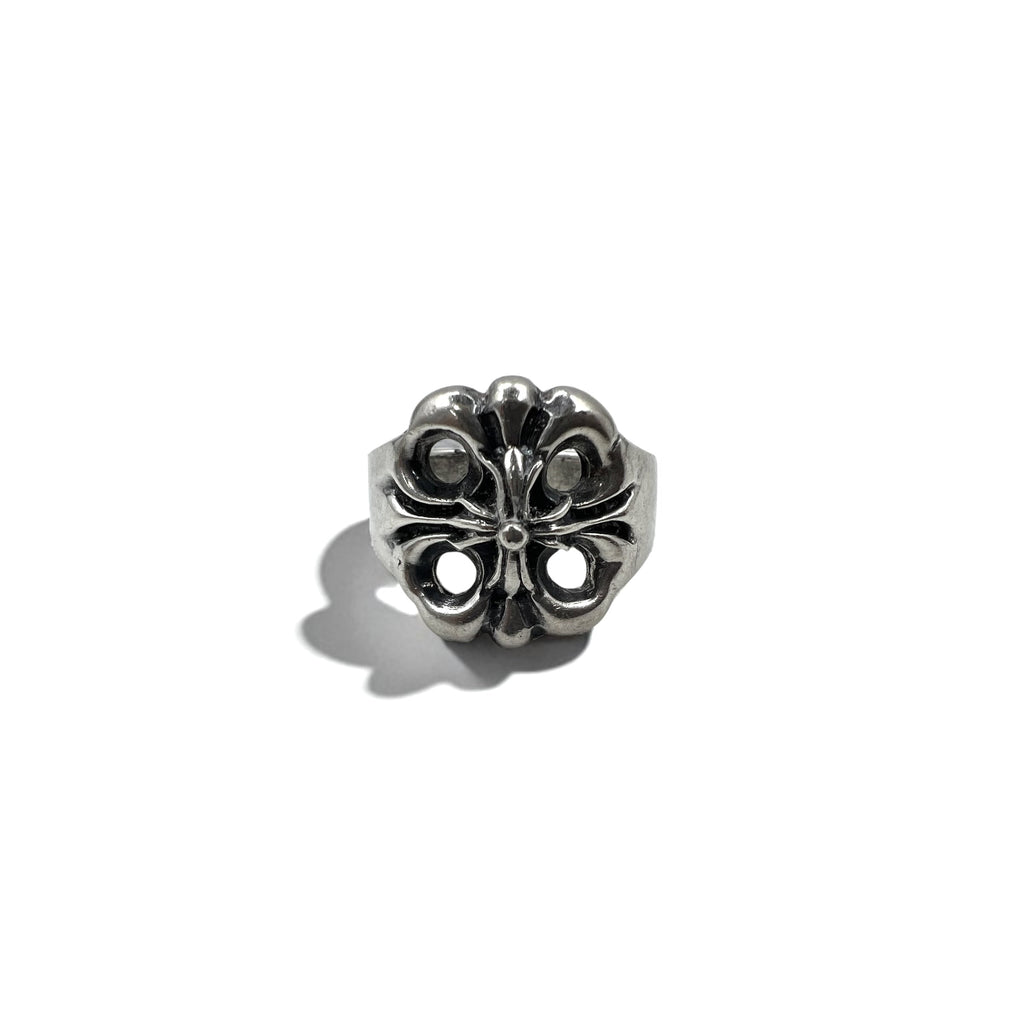 Anello Vintage Argento Floreale Croce Anello Misura 18 Argento 925 Gotico Rock
