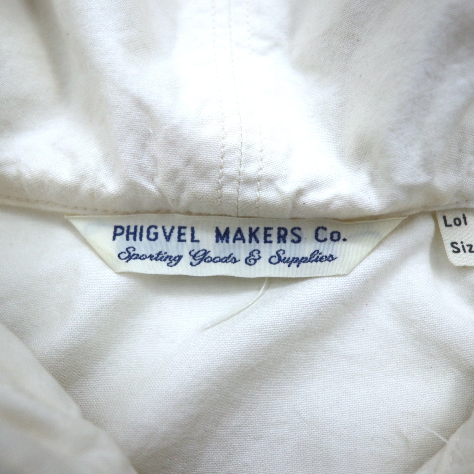 PHIGVEL Felpa con cappuccio "Deck" S bianca, coulisse, WALDES doppia zip, effetto vintage, PMX-OT01 Made in Japan