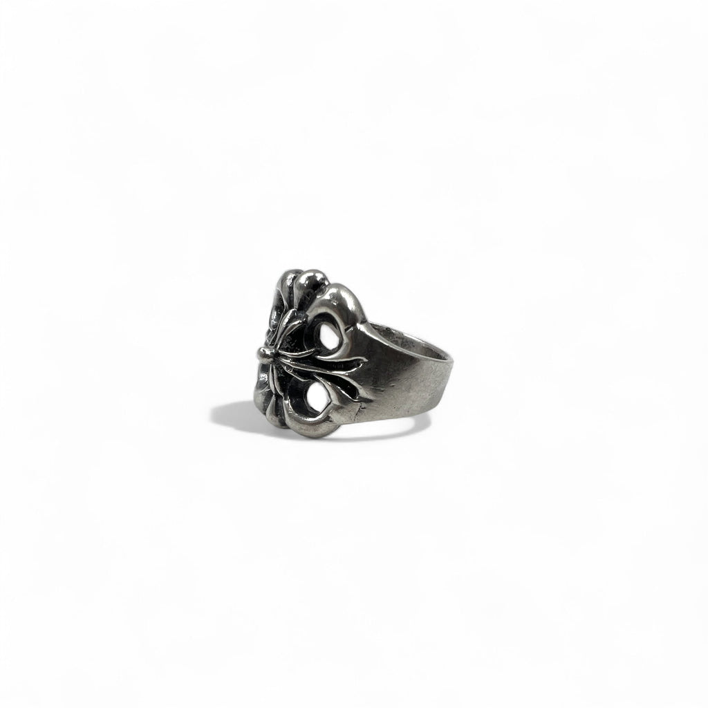 Anello Vintage Argento Floreale Croce Anello Misura 18 Argento 925 Gotico Rock