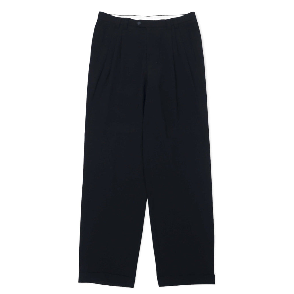 WOLFHOSE Pantaloni a pieghe taglio ampio Euro Vintage anni '80 102 Nero Poliestere Lana