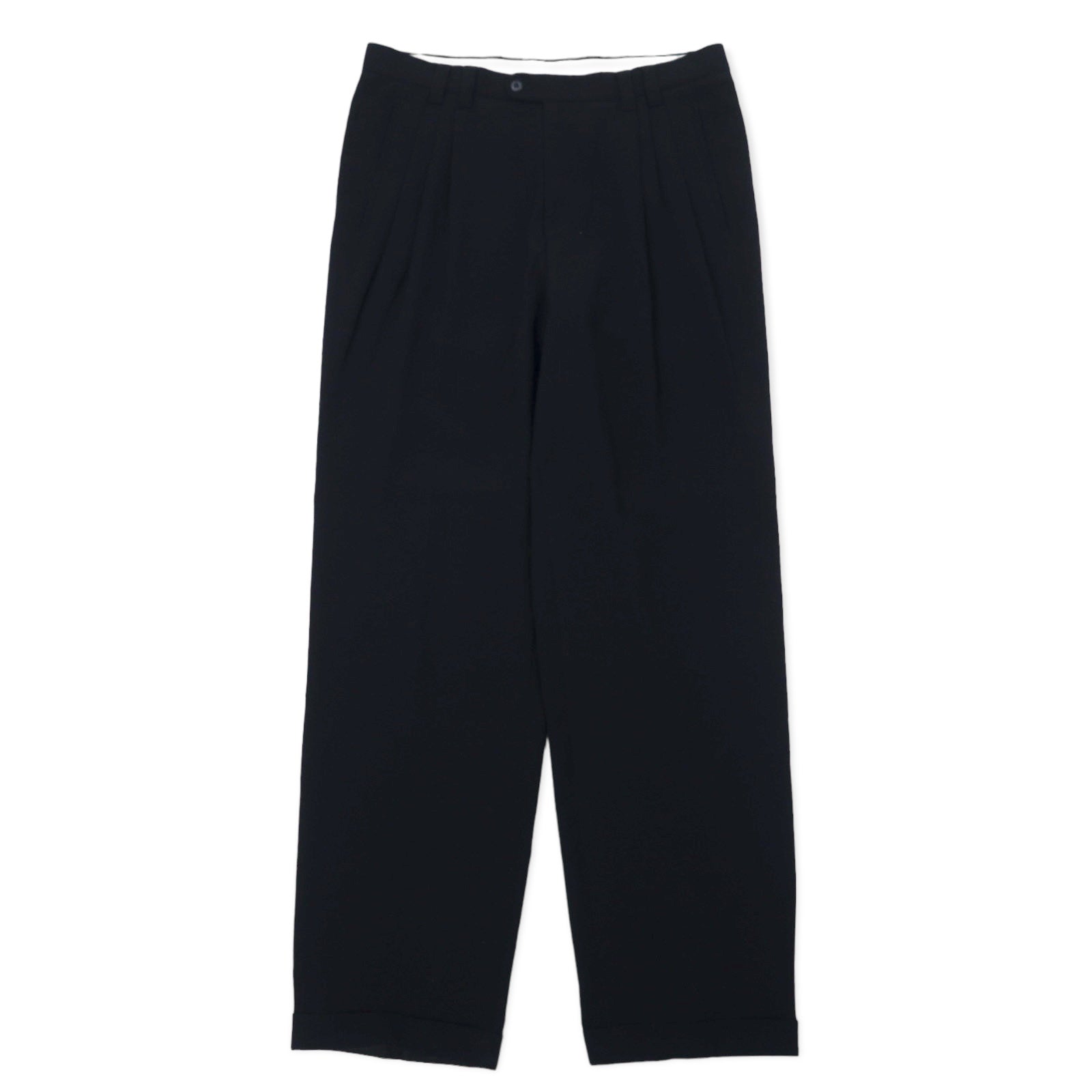 WOLFHOSE Pantaloni a pieghe taglio ampio Euro Vintage anni '80 102 Nero Poliestere Lana