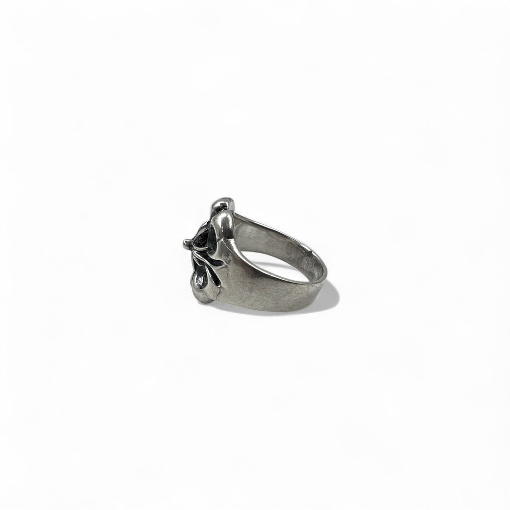 Anello Vintage Argento Floreale Croce Anello Misura 18 Argento 925 Gotico Rock