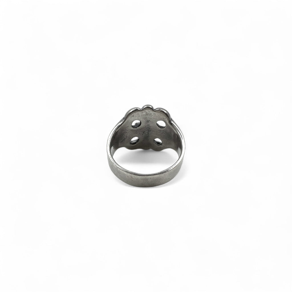 Anello Vintage Argento Floreale Croce Anello Misura 18 Argento 925 Gotico Rock
