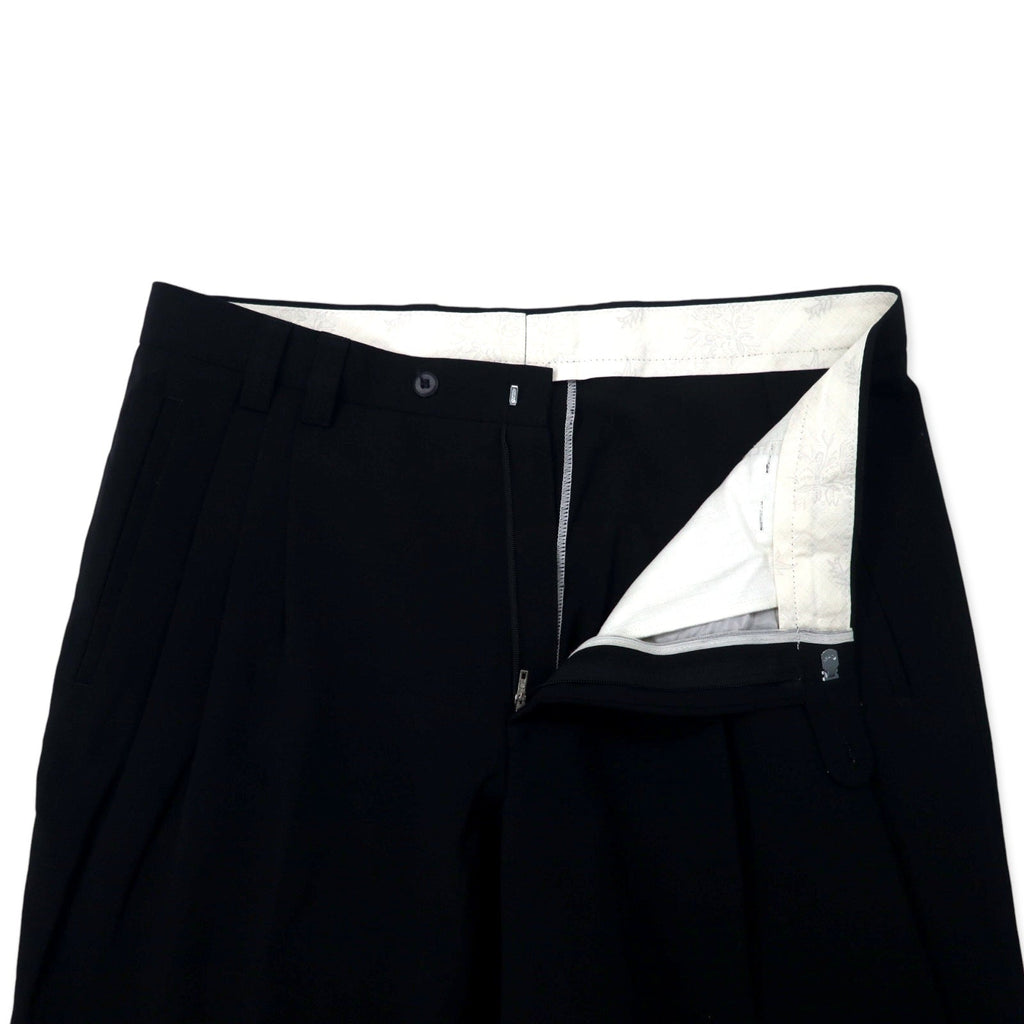 WOLFHOSE Pantaloni a pieghe taglio ampio Euro Vintage anni '80 102 Nero Poliestere Lana