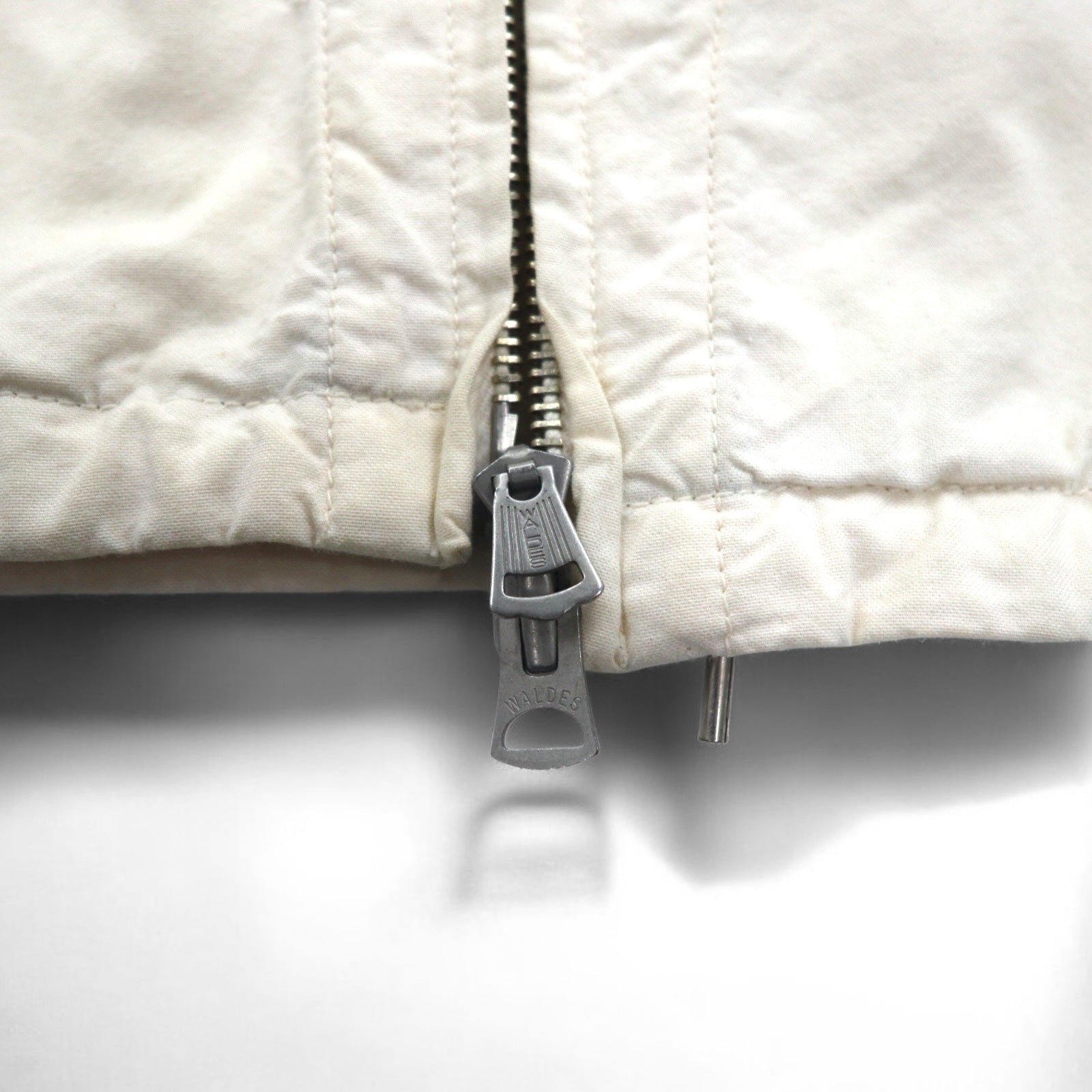 PHIGVEL Felpa con cappuccio "Deck" S bianca, coulisse, WALDES doppia zip, effetto vintage, PMX-OT01 Made in Japan