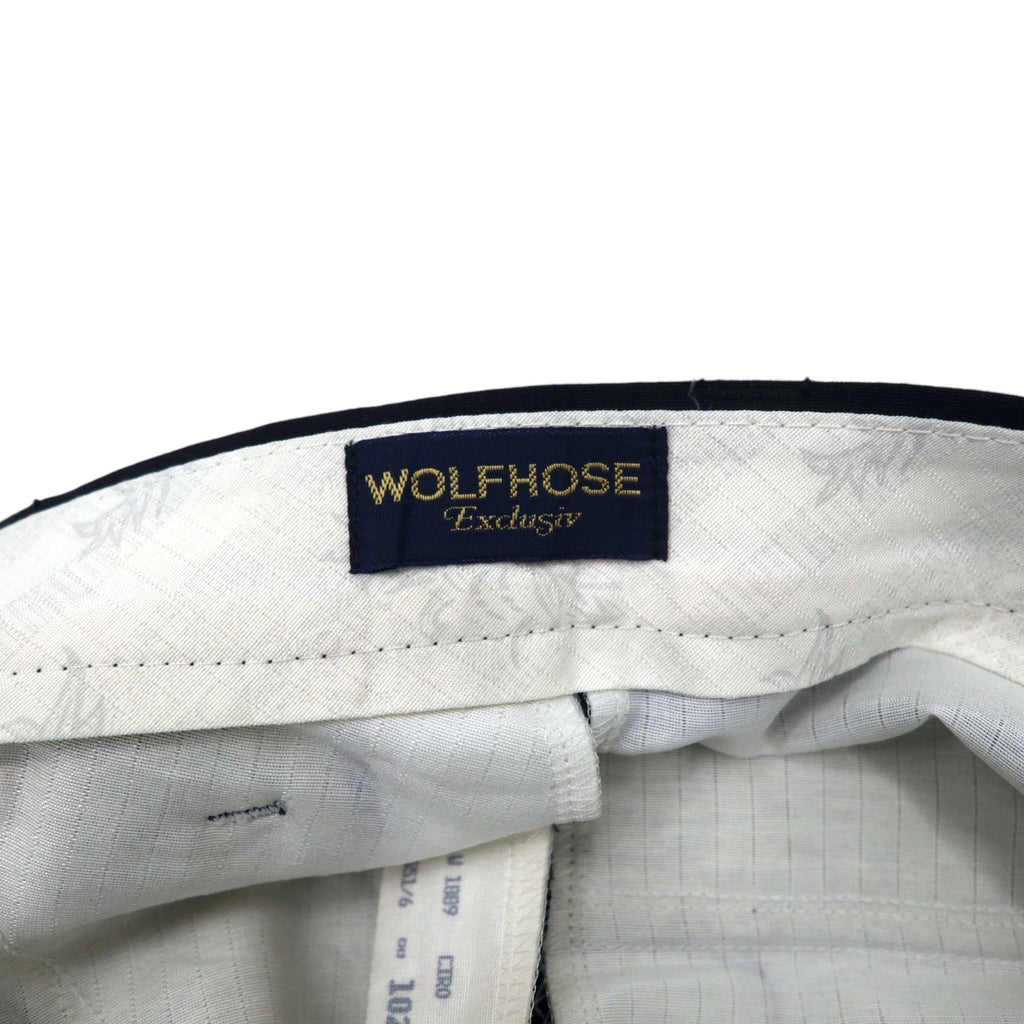WOLFHOSE Pantaloni a pieghe taglio ampio Euro Vintage anni '80 102 Nero Poliestere Lana