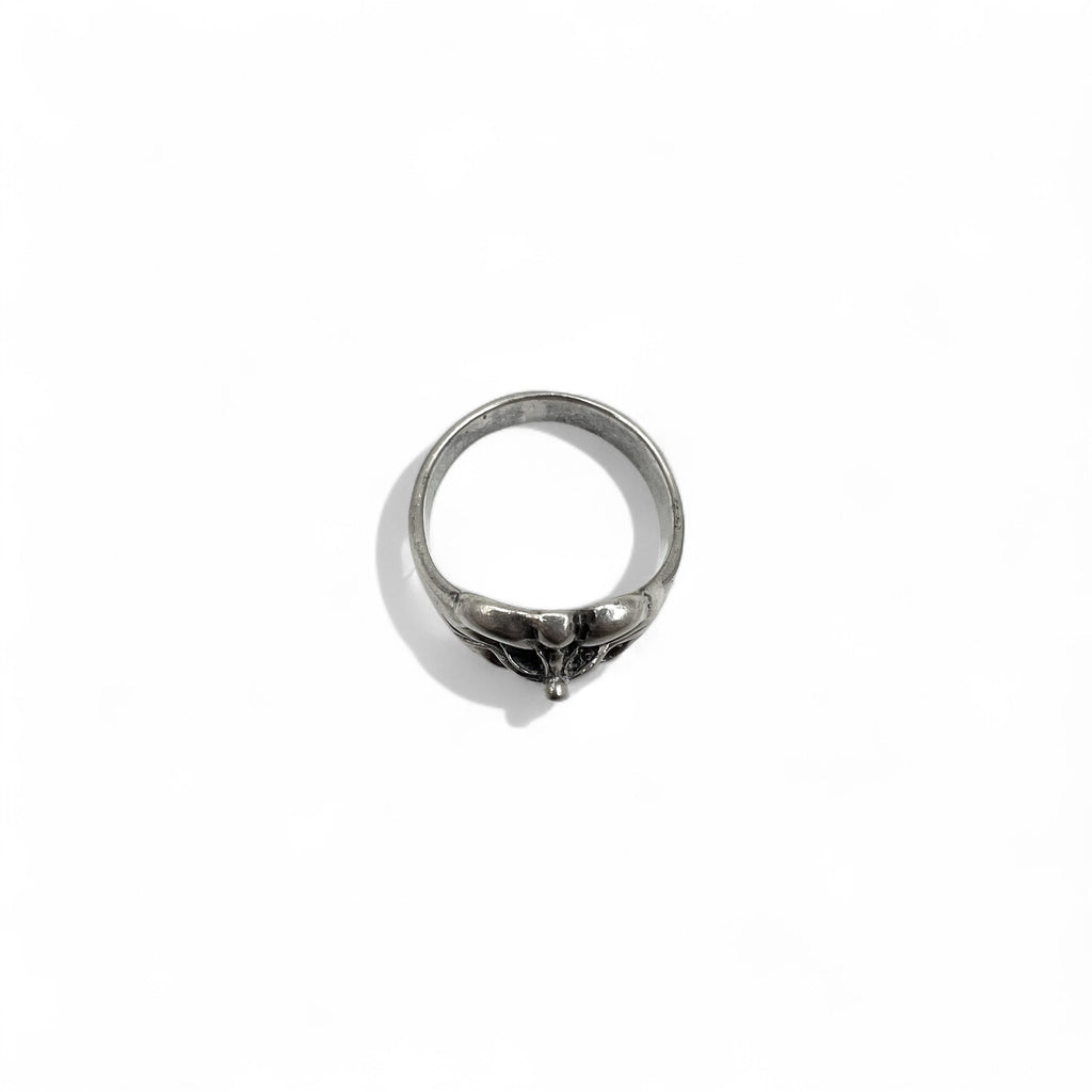 Anello Vintage Argento Floreale Croce Anello Misura 18 Argento 925 Gotico Rock