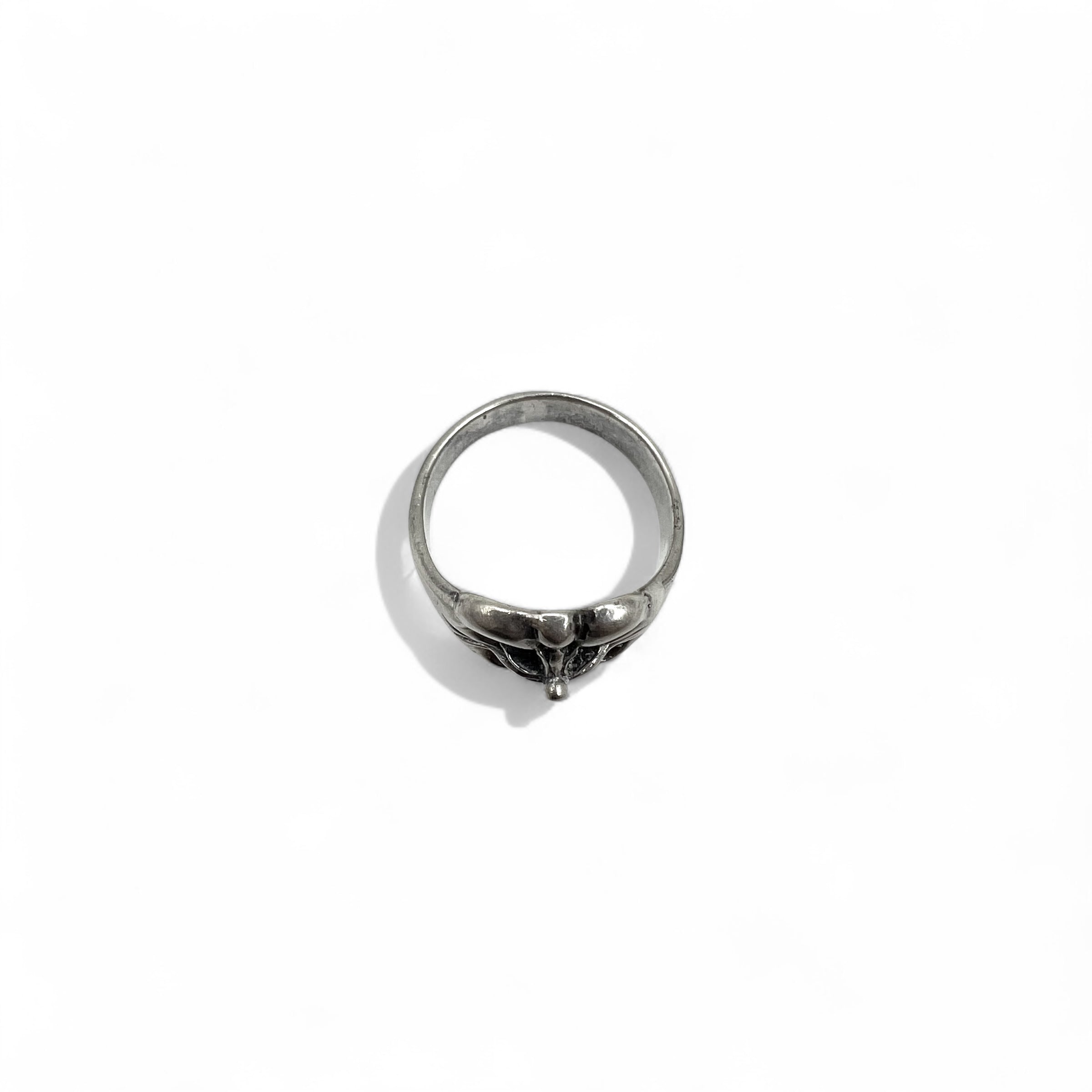 Anello Vintage Argento Floreale Croce Anello Misura 18 Argento 925 Gotico Rock
