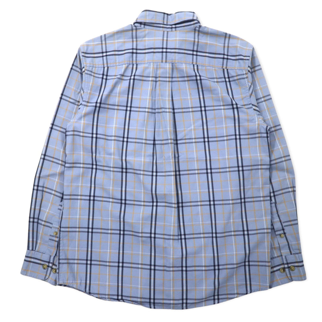 Eddie Bauer ボタンダウンシャツ L ブルー チェック コットン