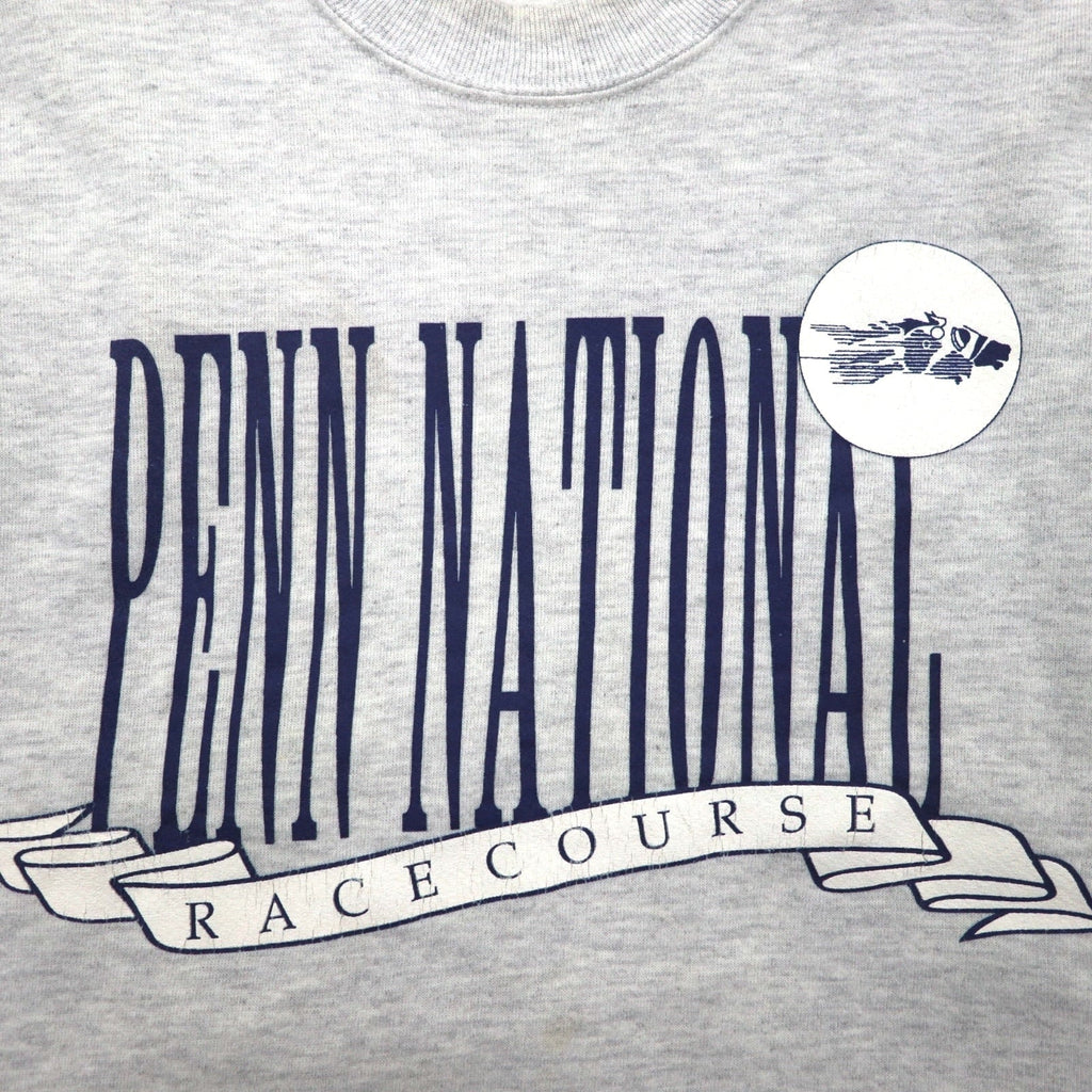 90s USA Vintage Sweatshirt College House カレッジ プリント スウェット トレーナー XL グレー 90年代 USA製