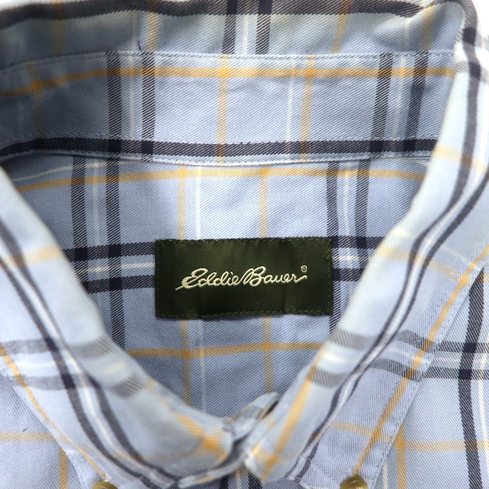 Eddie Bauer camicia button-down L blu a quadri cotone