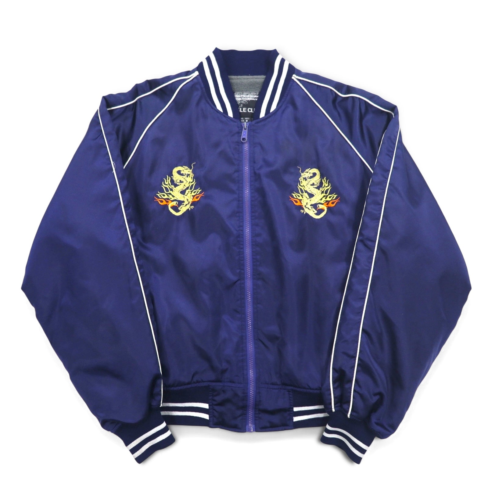 Japan Vintage Anni '90 Souvenir Jacket BUGLE CLUB Sukajan M Blu Marino Drago Ricamato