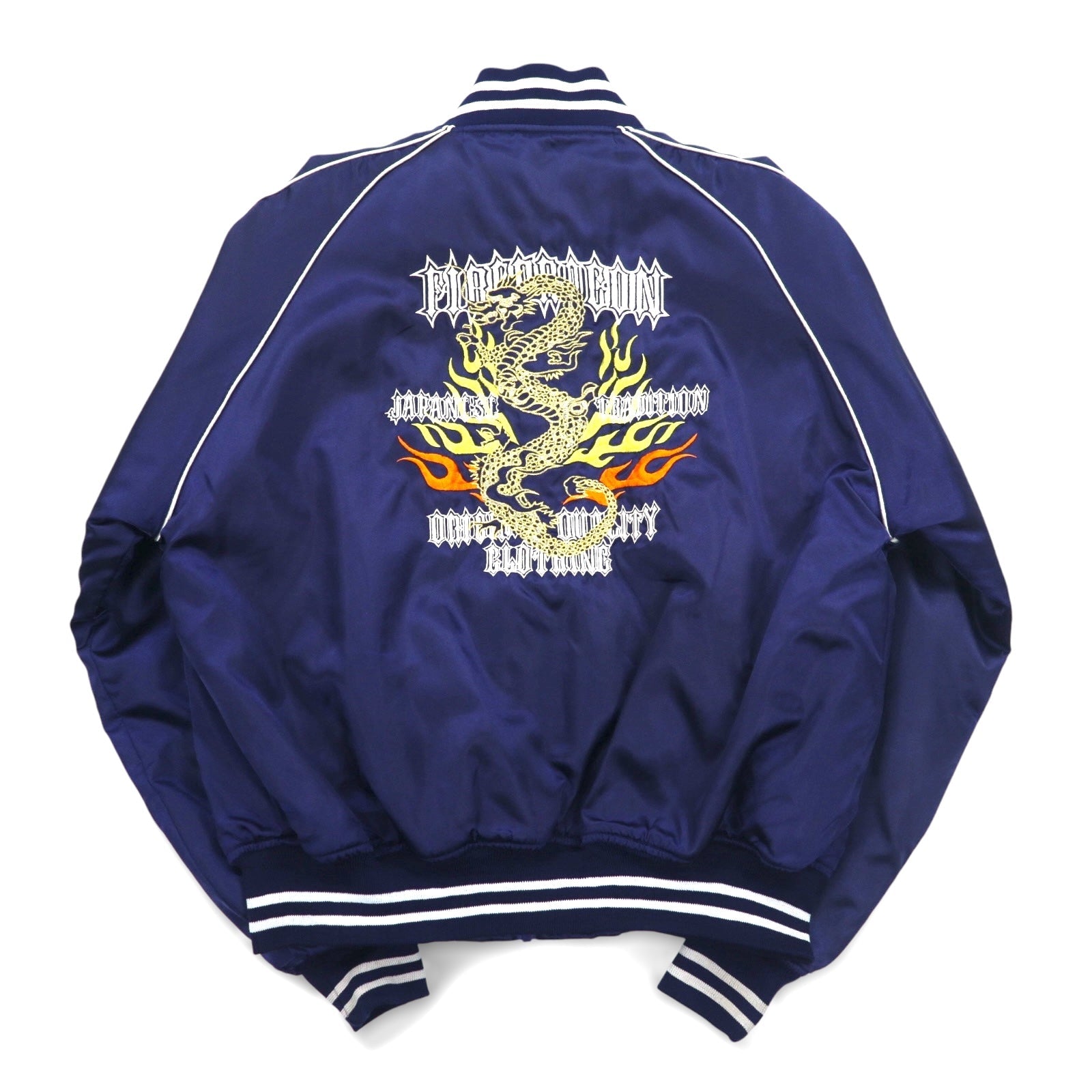 Japan Vintage Anni '90 Souvenir Jacket BUGLE CLUB Sukajan M Blu Marino Drago Ricamato