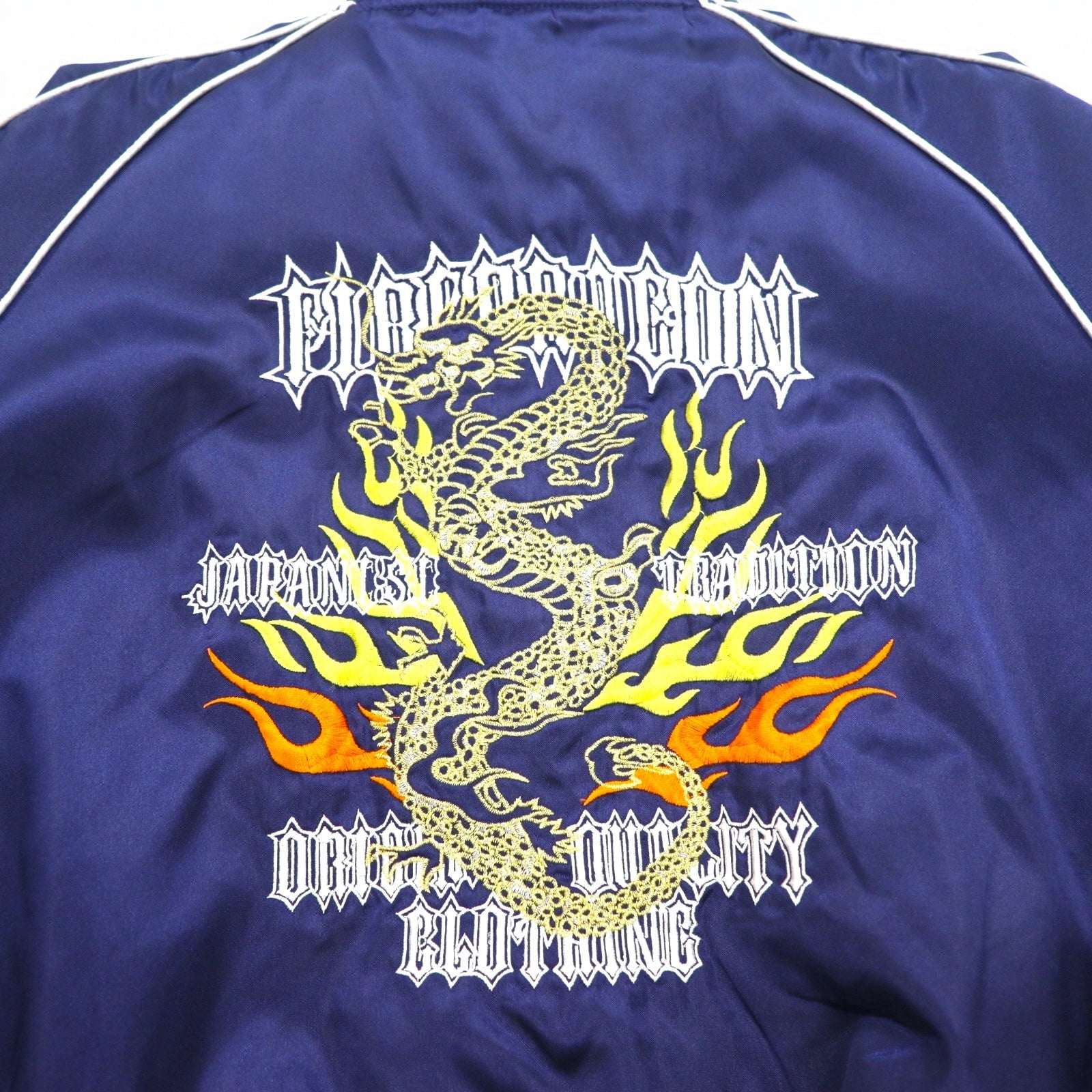 Japan Vintage Anni '90 Souvenir Jacket BUGLE CLUB Sukajan M Blu Marino Drago Ricamato