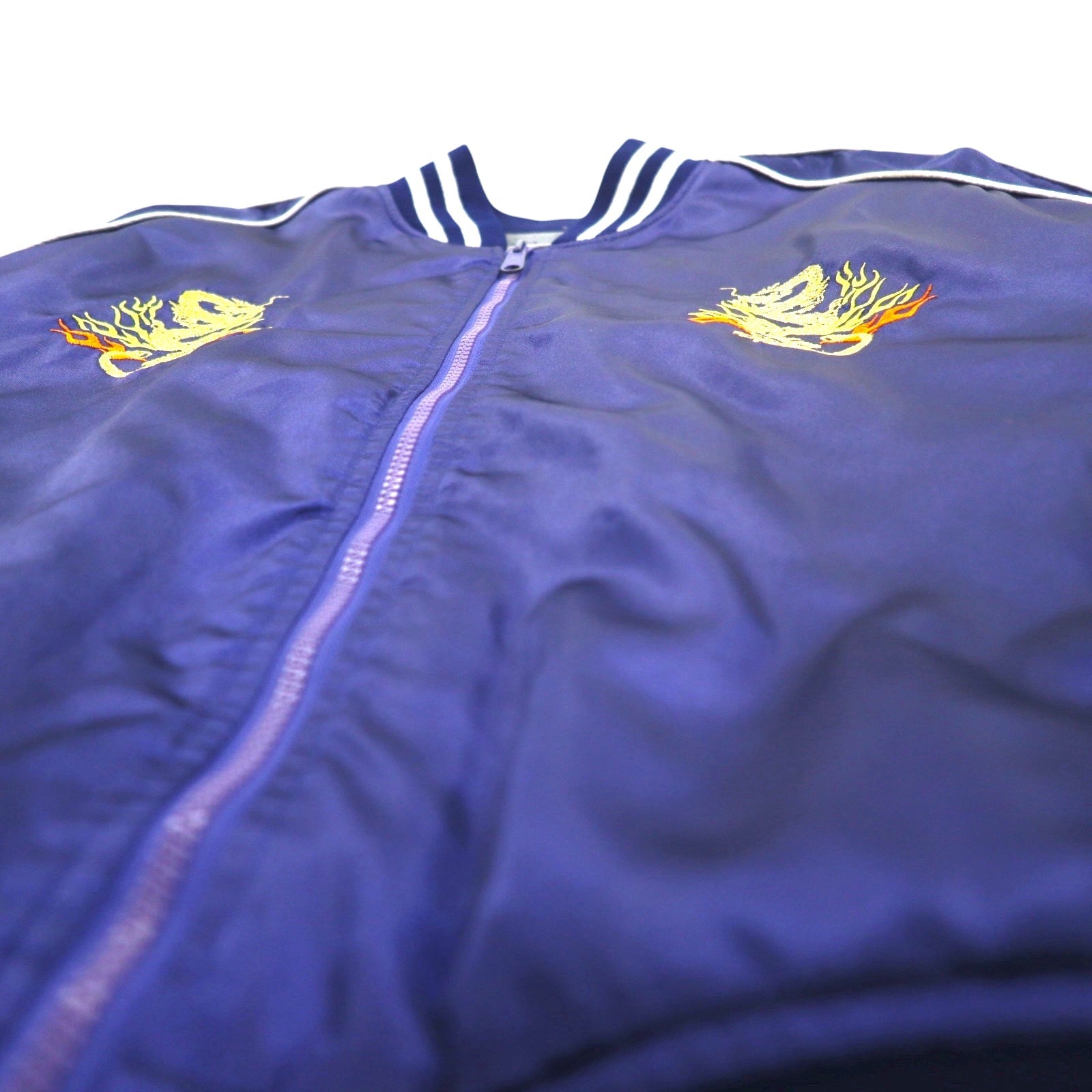 Japan Vintage Anni '90 Souvenir Jacket BUGLE CLUB Sukajan M Blu Marino Drago Ricamato