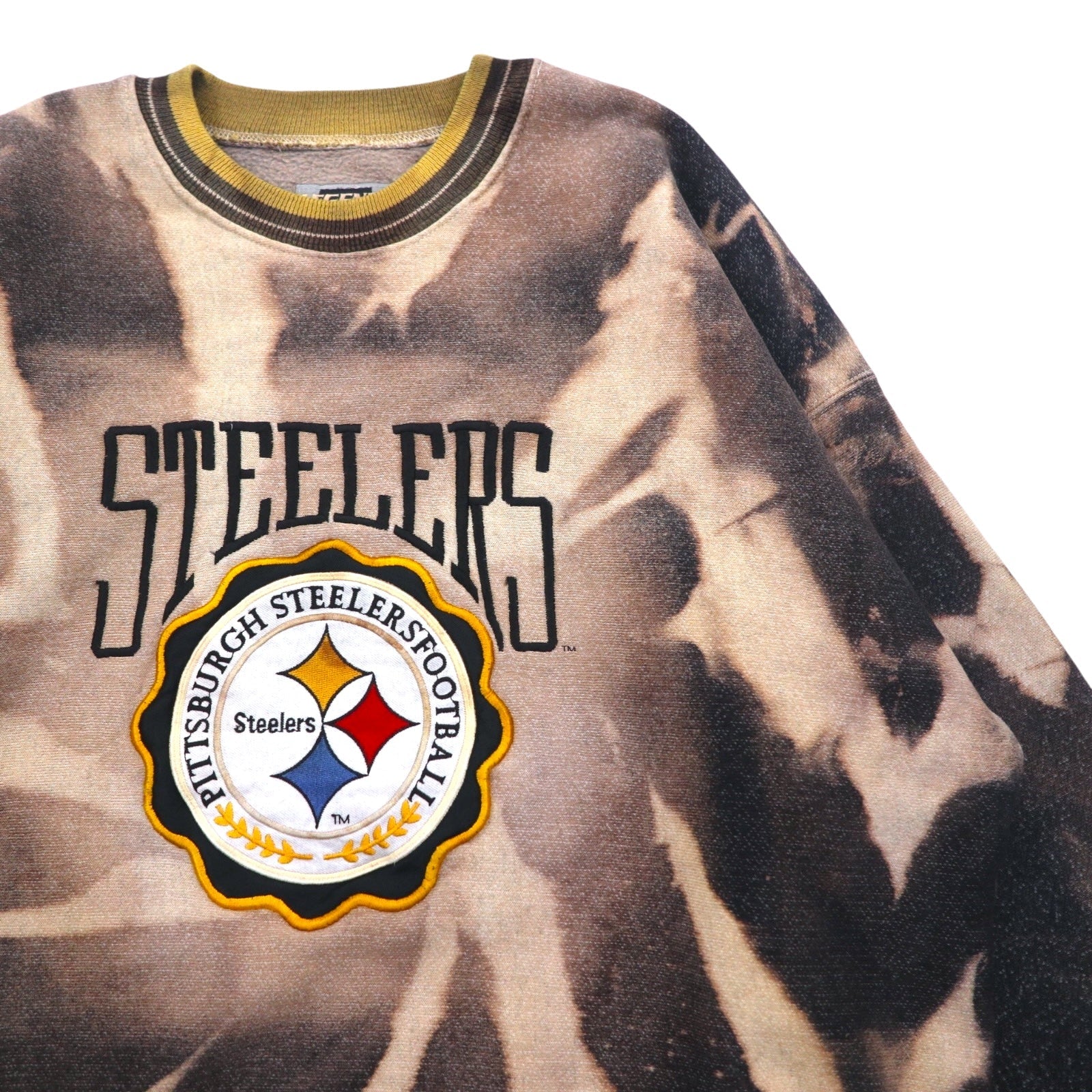 Vintage Anni '90 USA Made Felpa LEGENDS ATHLETIC NFL Tie-dye Sbiancato Felpa XL Nera Pittsburgh Steelers