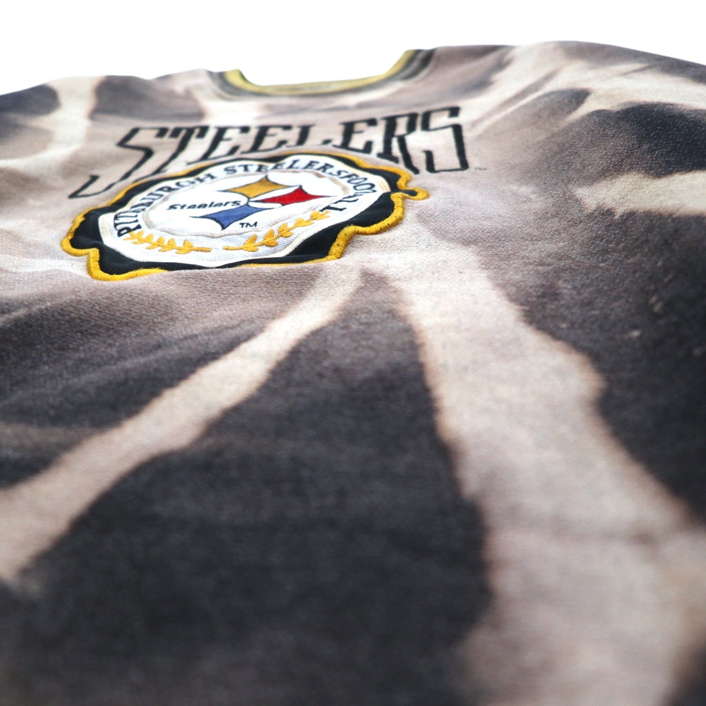 Vintage Anni '90 USA Made Felpa LEGENDS ATHLETIC NFL Tie-dye Sbiancato Felpa XL Nera Pittsburgh Steelers