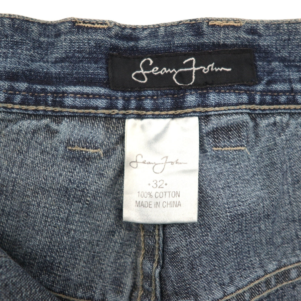 Sean John ダブルニー バギー デニムパンツ ジーンズ L インディゴ ワイド