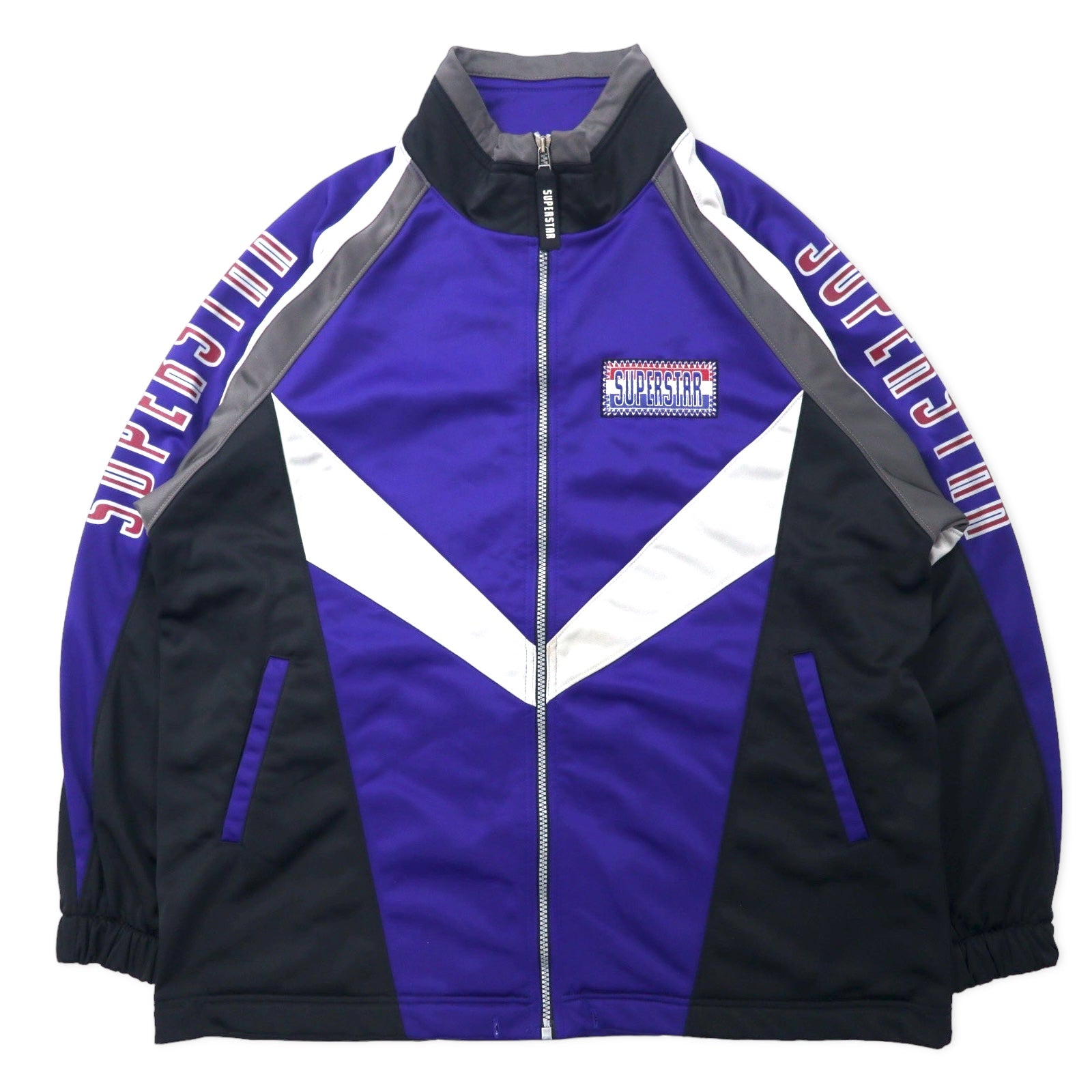 SUPER STAR Anni '90 Giacca sportiva Tuta Taglia L Blu Poliestere Logo sulle maniche Fatto in Giappone