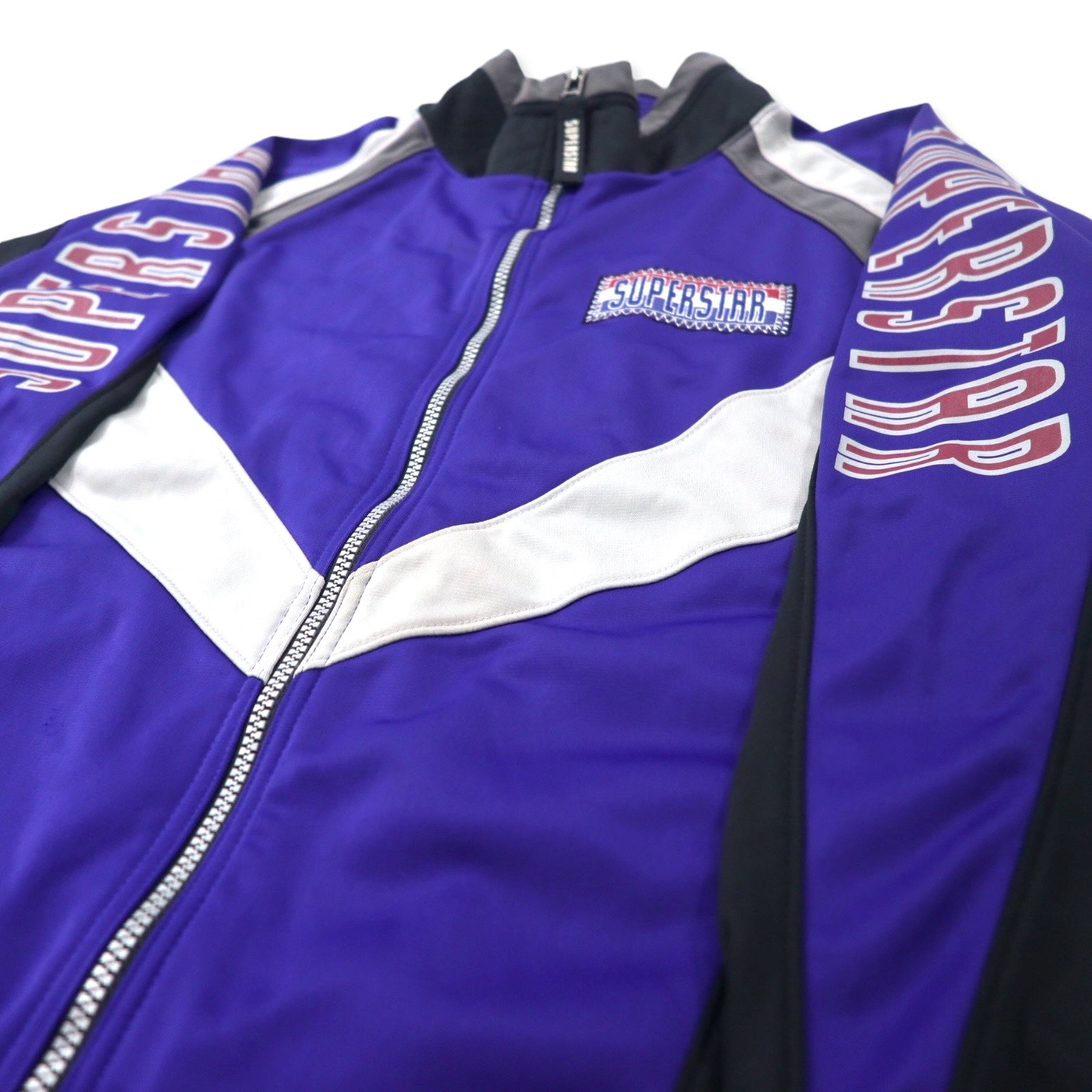 SUPER STAR Anni '90 Giacca sportiva Tuta Taglia L Blu Poliestere Logo sulle maniche Fatto in Giappone