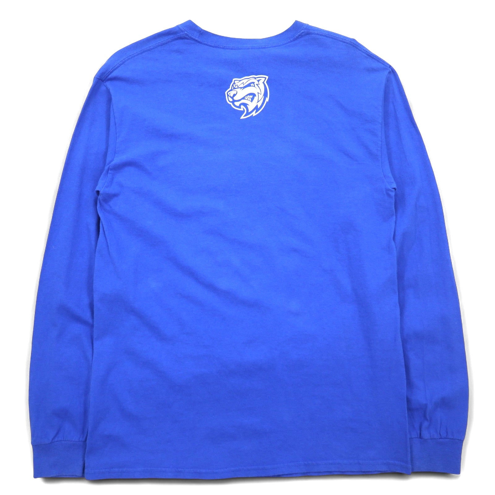 GILDAN T-shirt a maniche lunghe con stampa college, taglia M, blu, WHITTIER WOLVERINES, made in Honduras