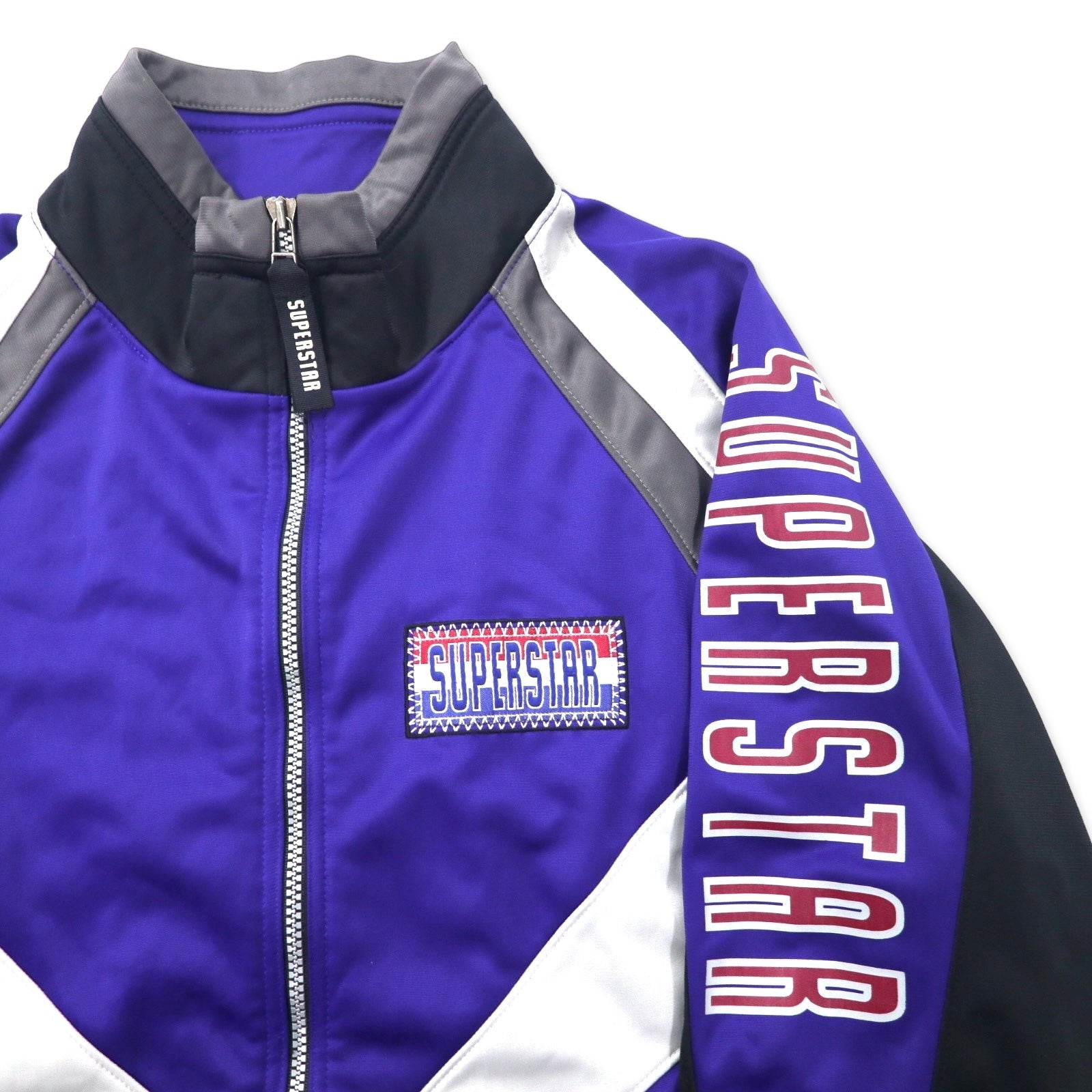 SUPER STAR Anni '90 Giacca sportiva Tuta Taglia L Blu Poliestere Logo sulle maniche Fatto in Giappone