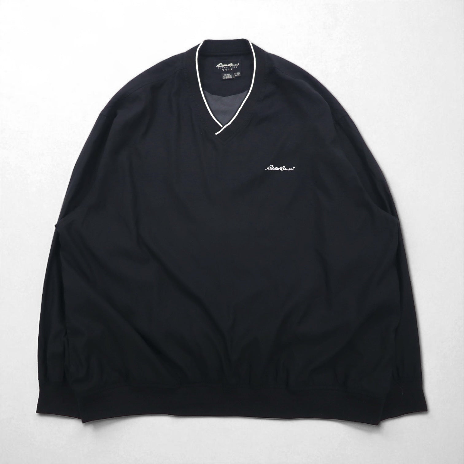 Eddie Bauer Piste Pullover Giacca in nylon XL Nero Poliestere Idrorepellente Logo ricamato