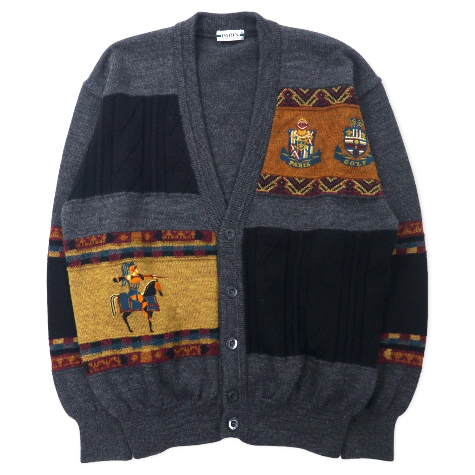 PARIS Cardigan a maglia retrò M Grigio Lana Fabbricato in Giappone