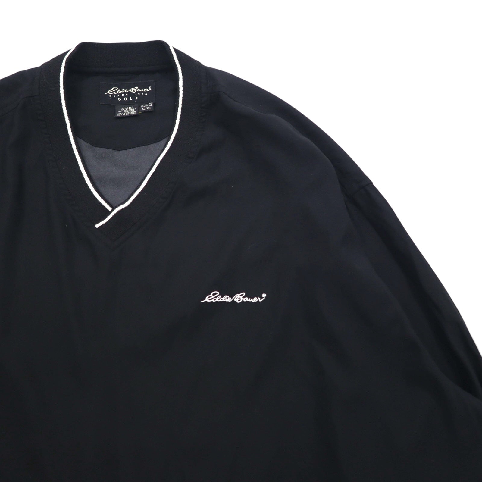 Eddie Bauer Piste Pullover Giacca in nylon XL Nero Poliestere Idrorepellente Logo ricamato