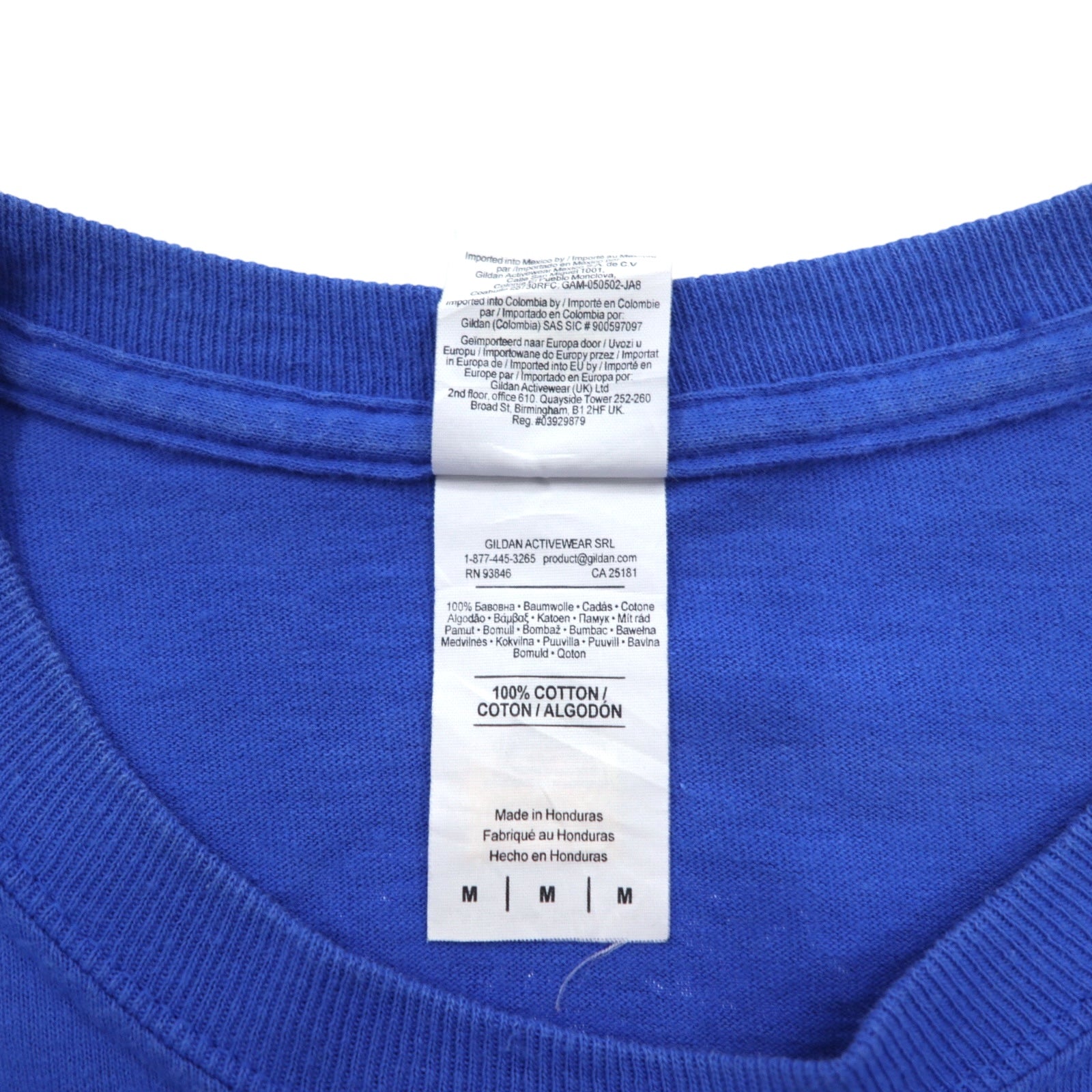 GILDAN T-shirt a maniche lunghe con stampa college, taglia M, blu, WHITTIER WOLVERINES, made in Honduras