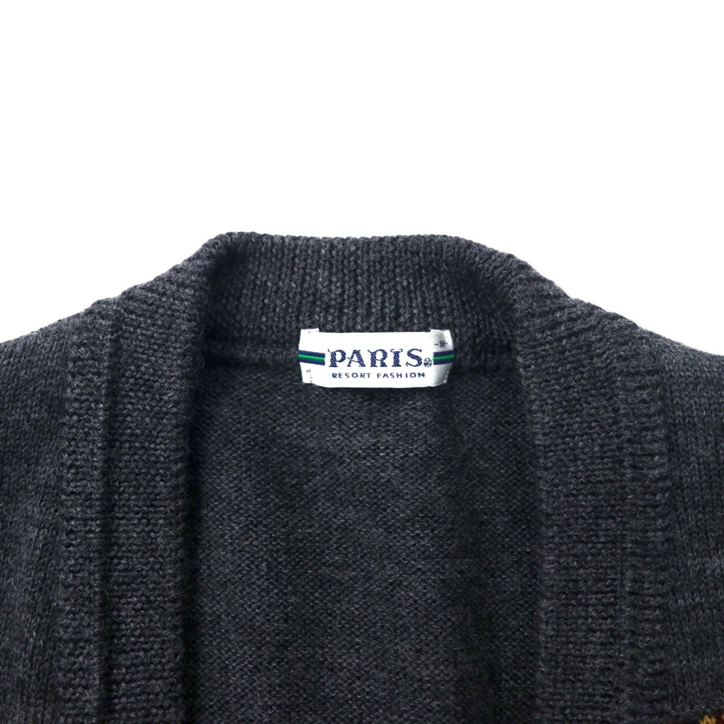PARIS Cardigan a maglia retrò M Grigio Lana Fabbricato in Giappone