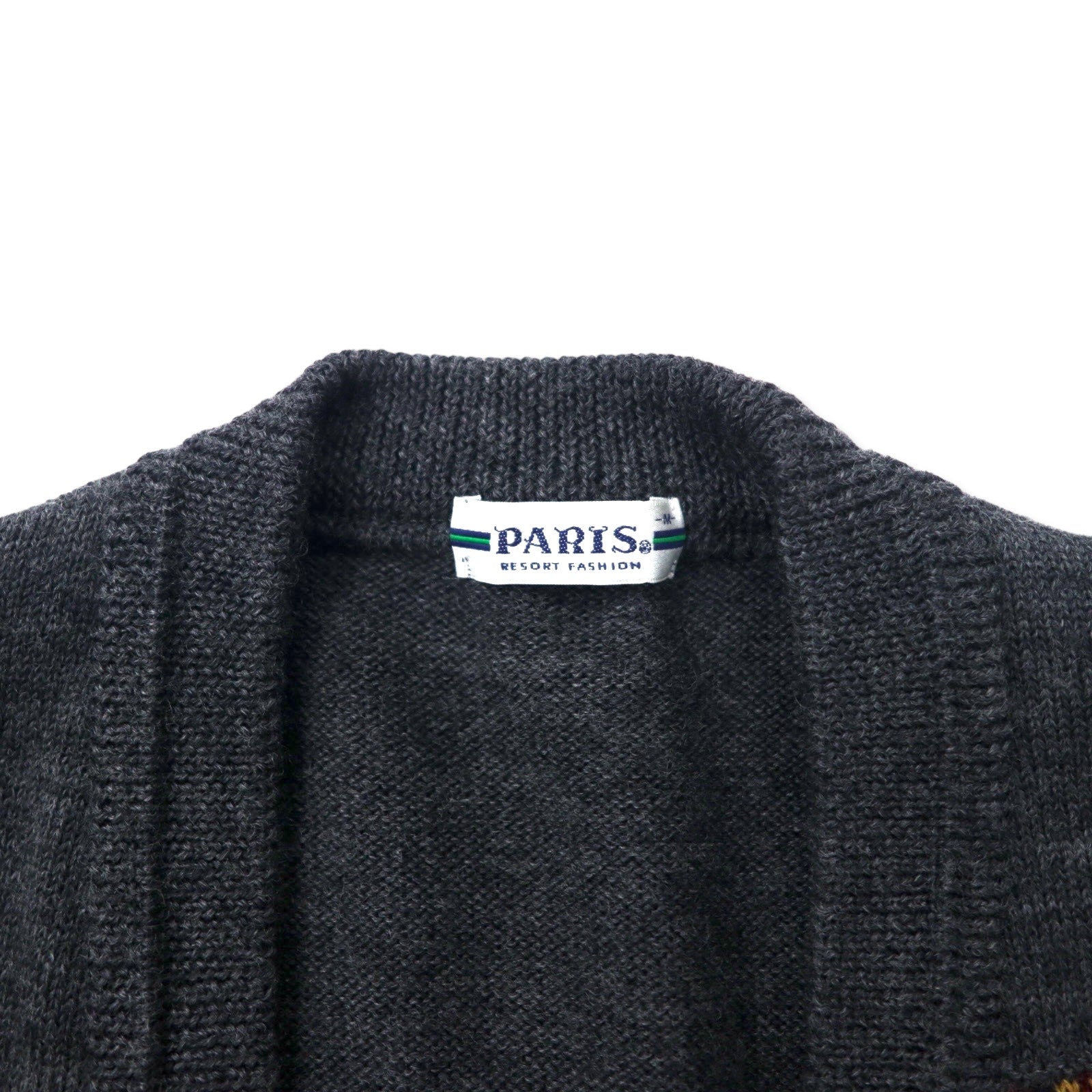 PARIS Cardigan a maglia retrò M Grigio Lana Fabbricato in Giappone