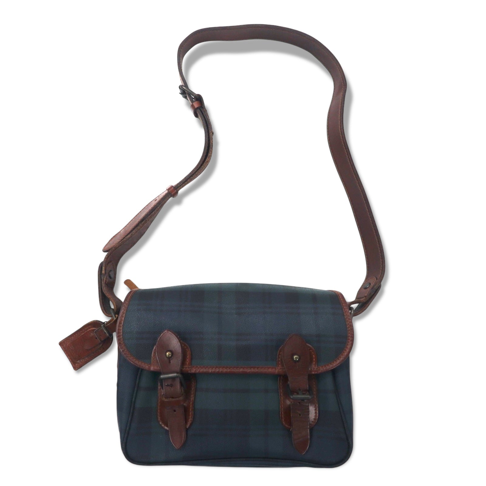POLO RALPH LAUREN ブラックウォッチ ショルダーバッグ グリーン チェック PVC レザー