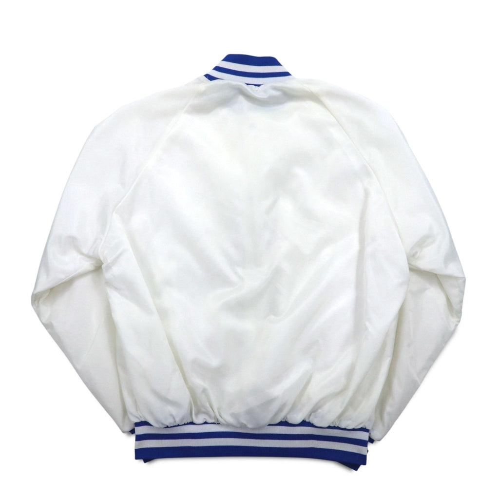 Giacca Varsity ASW JACKETS in raso, anni '90, Made in USA, taglia L, colore bianco, in nylon.