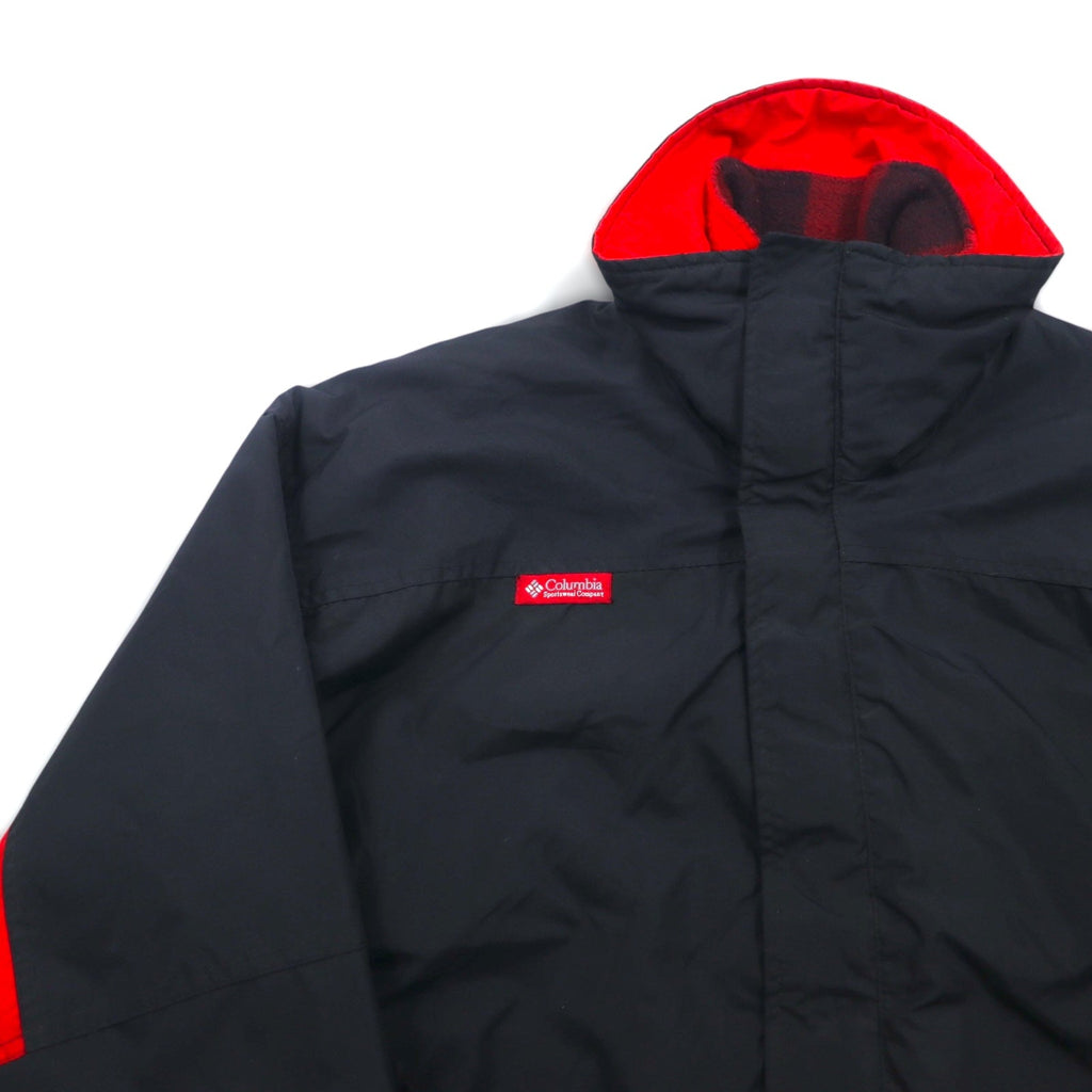 Columbia anni '90 3WAY Giacca a vento con interno in pile Taglia L Nero Rosso a quadri Bugaboo