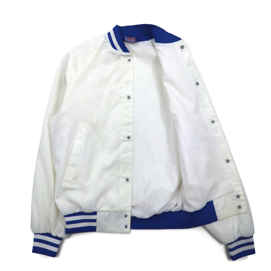 Giacca Varsity ASW JACKETS in raso, anni '90, Made in USA, taglia L, colore bianco, in nylon.