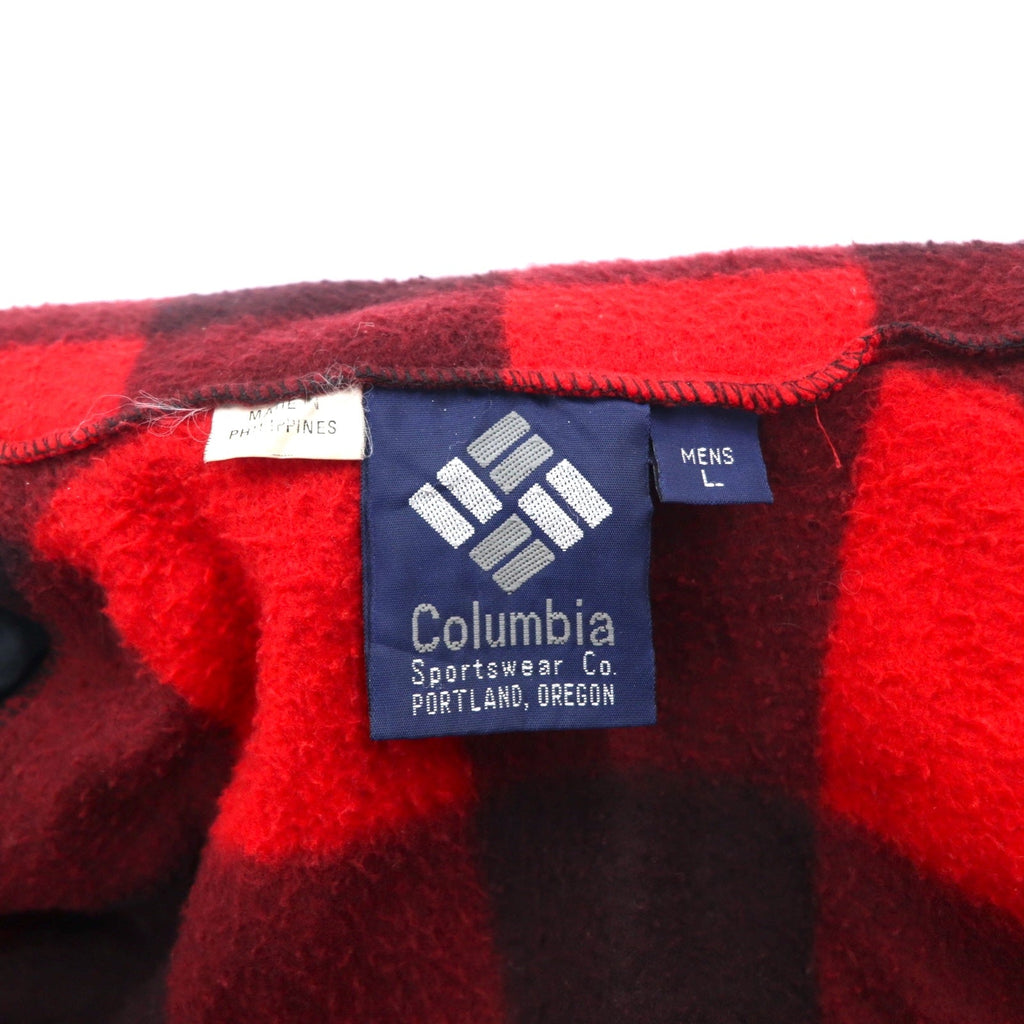Columbia anni '90 3WAY Giacca a vento con interno in pile Taglia L Nero Rosso a quadri Bugaboo