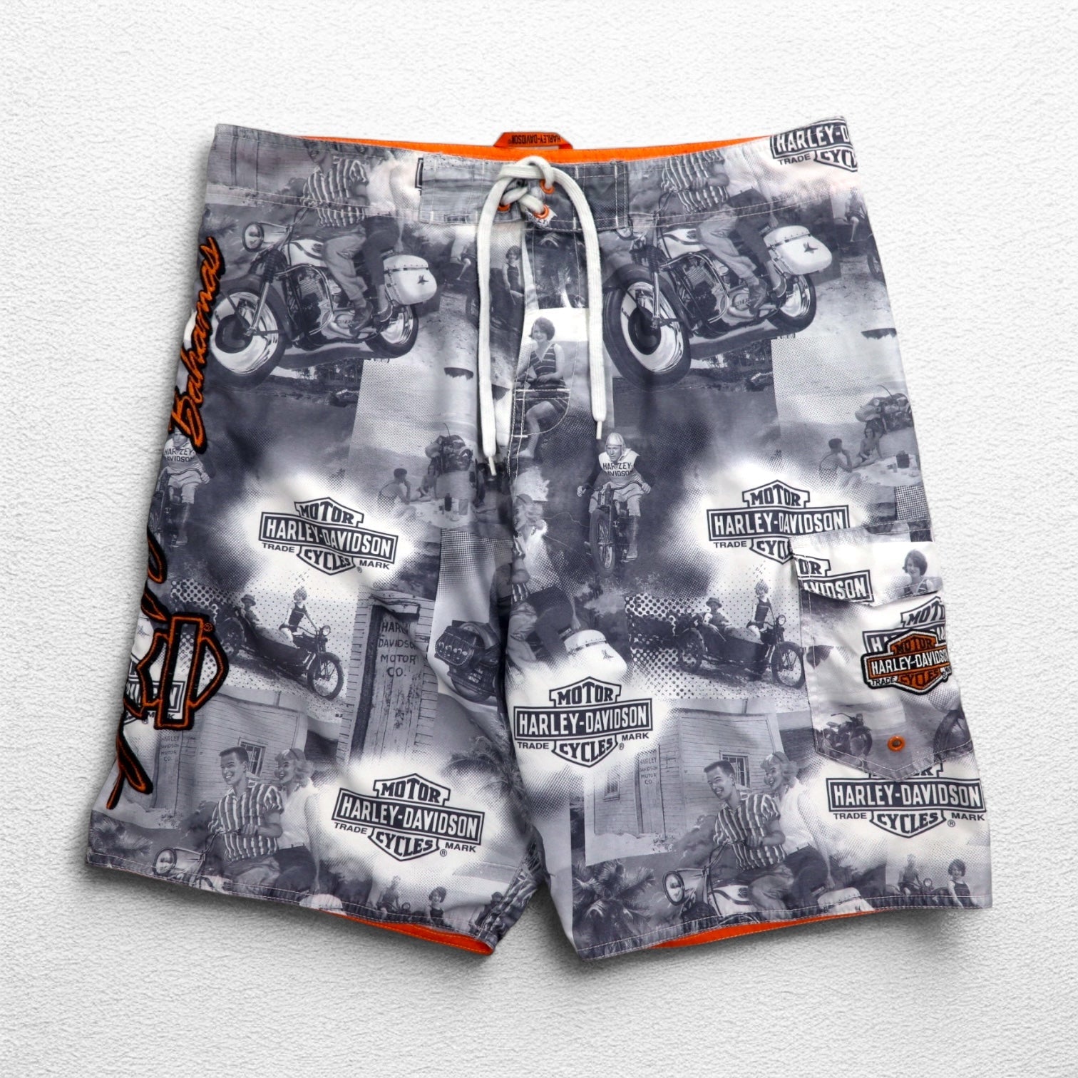 HARLEY DAVIDSON Pantaloncini da bagno anfibi a stampa integrale XL Grigio Nylon