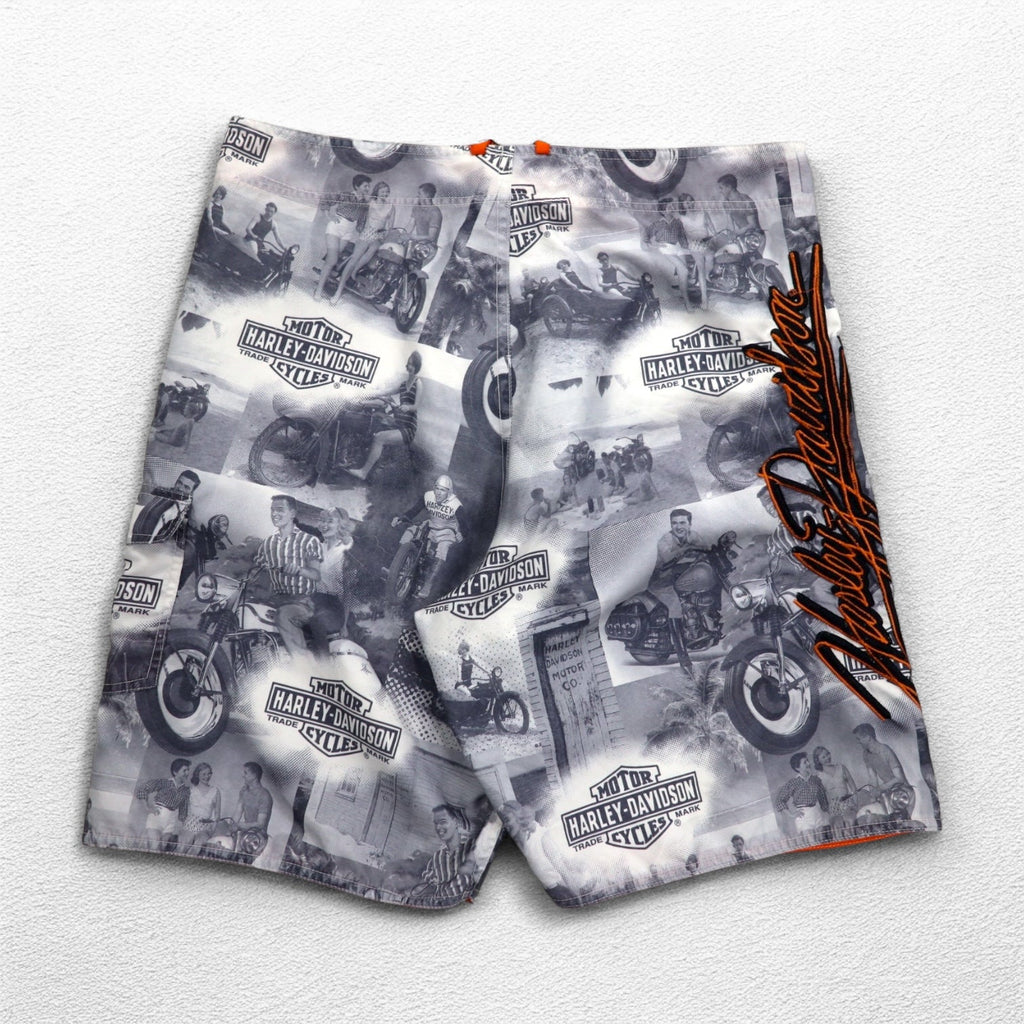 HARLEY DAVIDSON Pantaloncini da bagno anfibi a stampa integrale XL Grigio Nylon