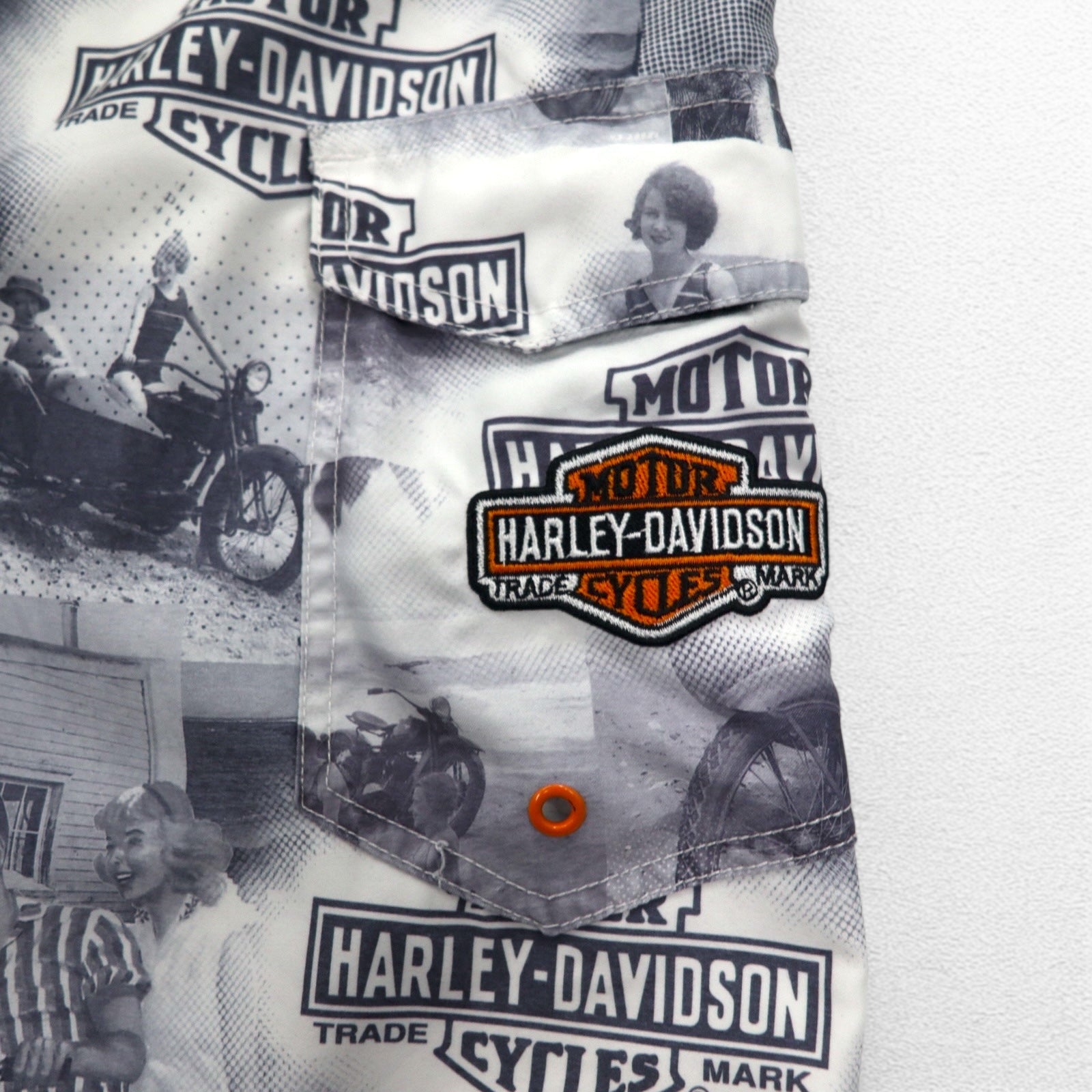 HARLEY DAVIDSON Pantaloncini da bagno anfibi a stampa integrale XL Grigio Nylon