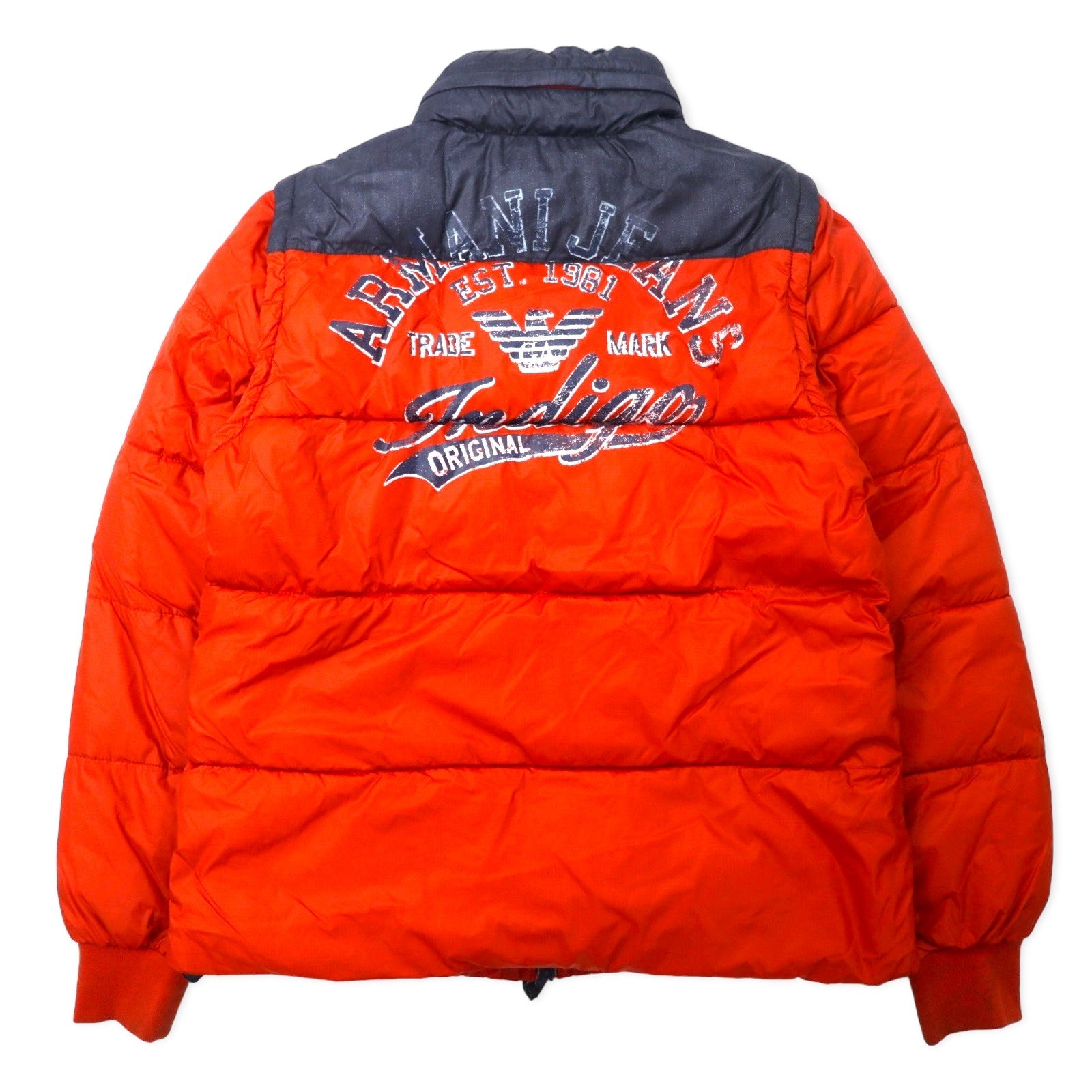 ARMANI JEANS piumino 2 vie gilet piumino 46 arancione poliestere maniche staccabili stampa logo sul retro