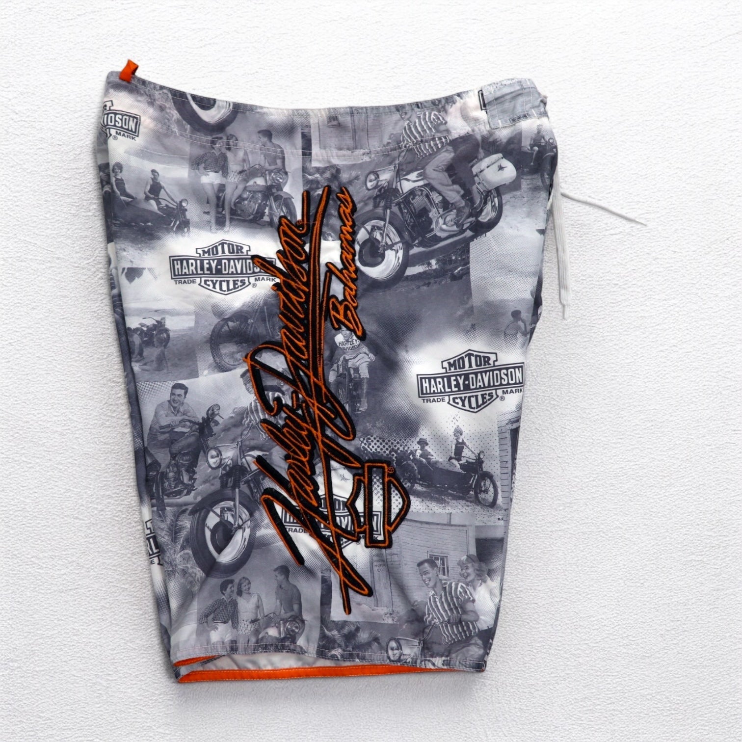 HARLEY DAVIDSON Pantaloncini da bagno anfibi a stampa integrale XL Grigio Nylon