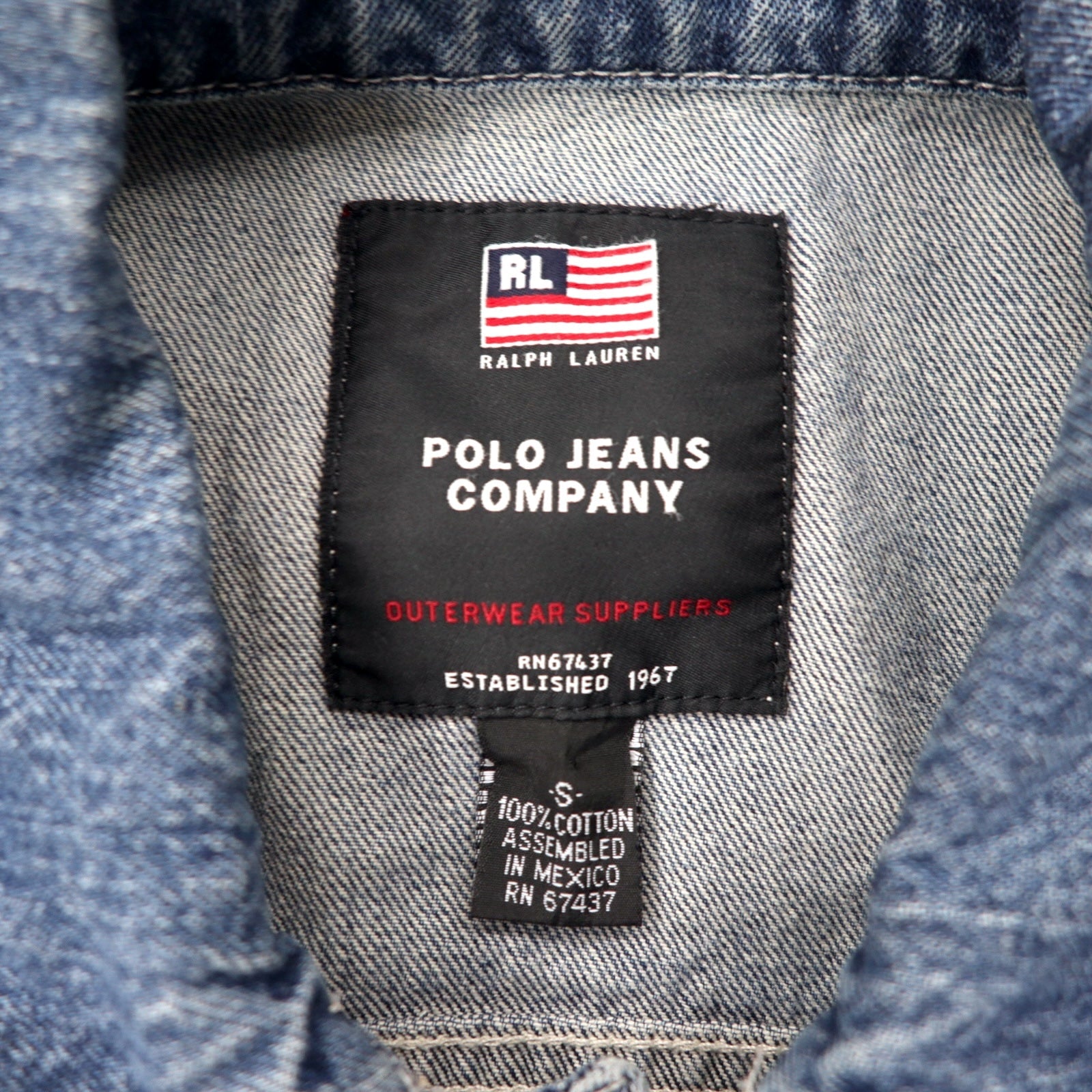 POLO JEANS COMPANY RALPH LAUREN anni '90 Giacca di jeans S blu cotone made in Messico